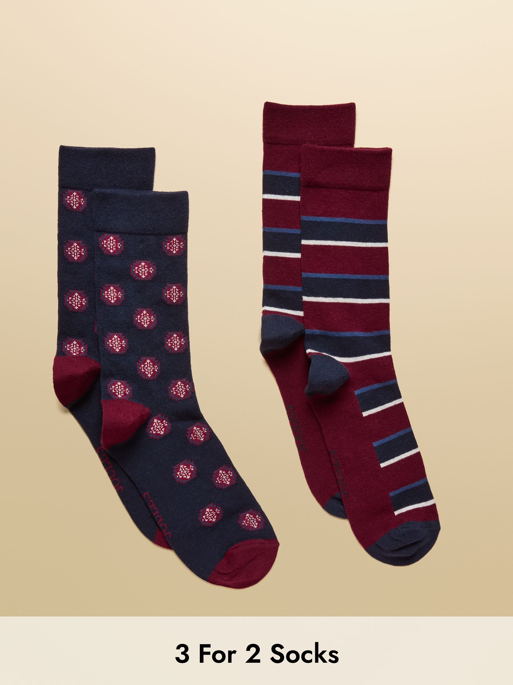 Men's Kingsbury Red & Navy Stripe Socks 2 Pack (size 7-12) (AT6861) | £9.95
