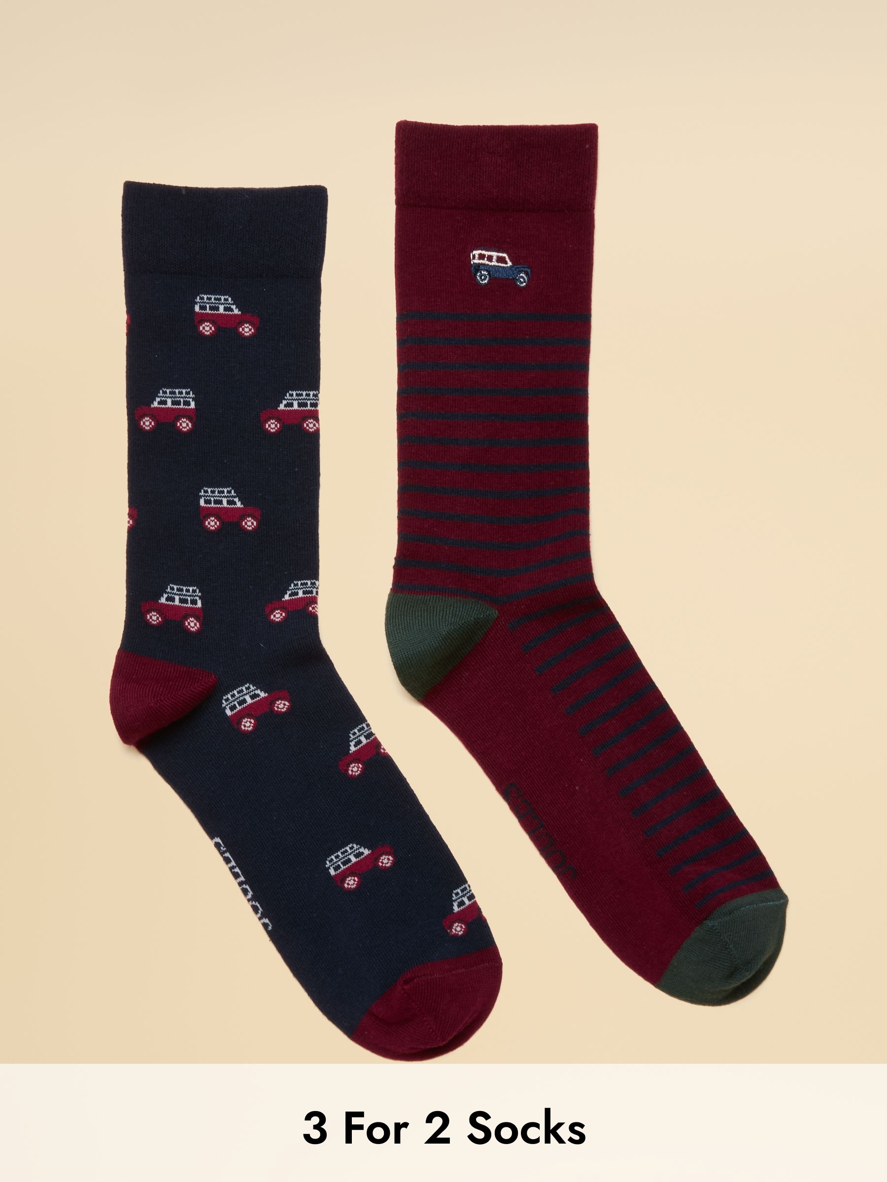 Men's Kingsbury Burgundy & Blue Socks 2 Pack (size 7-12) (AT6865) | £9.95