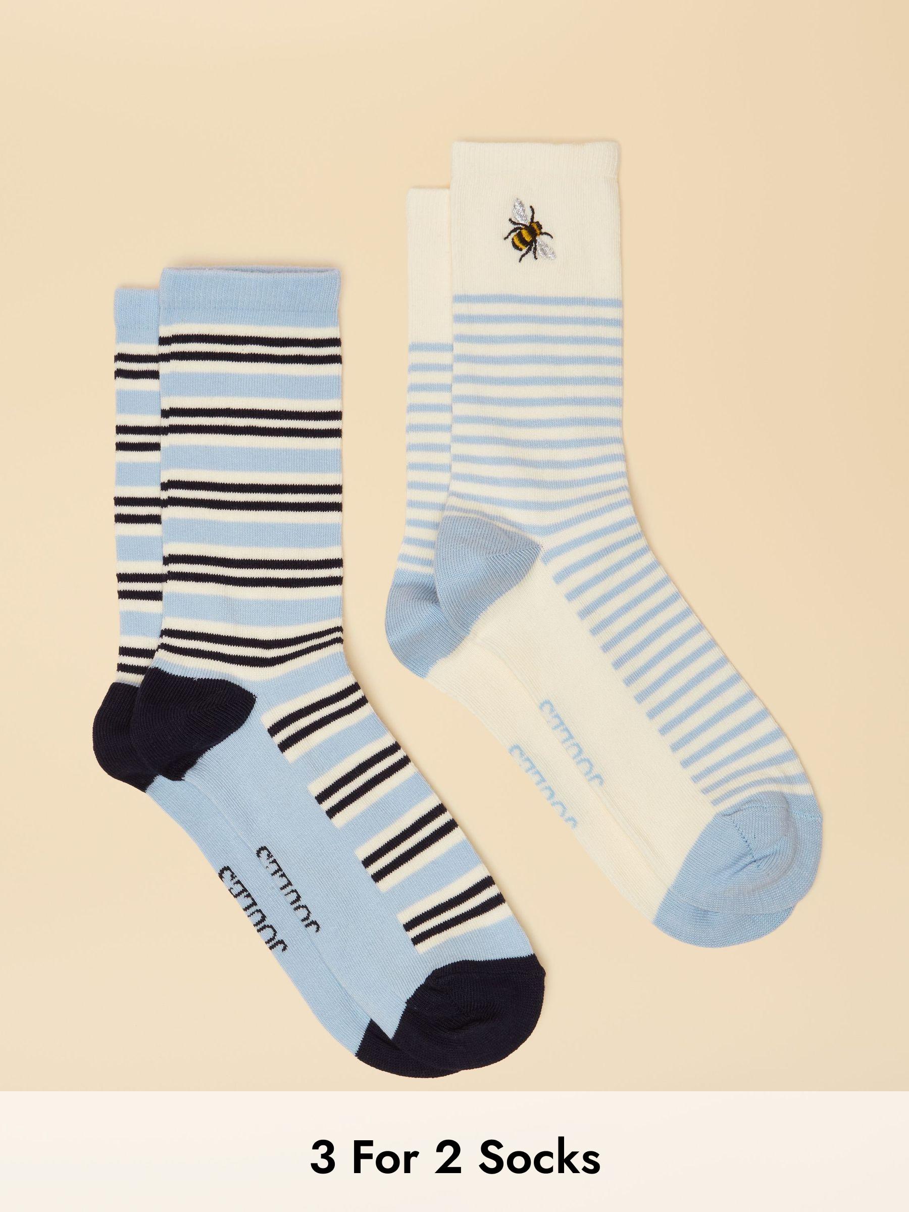 Everyday Blue/Ecru 2 Pack Socks (AT6907) | £9.95