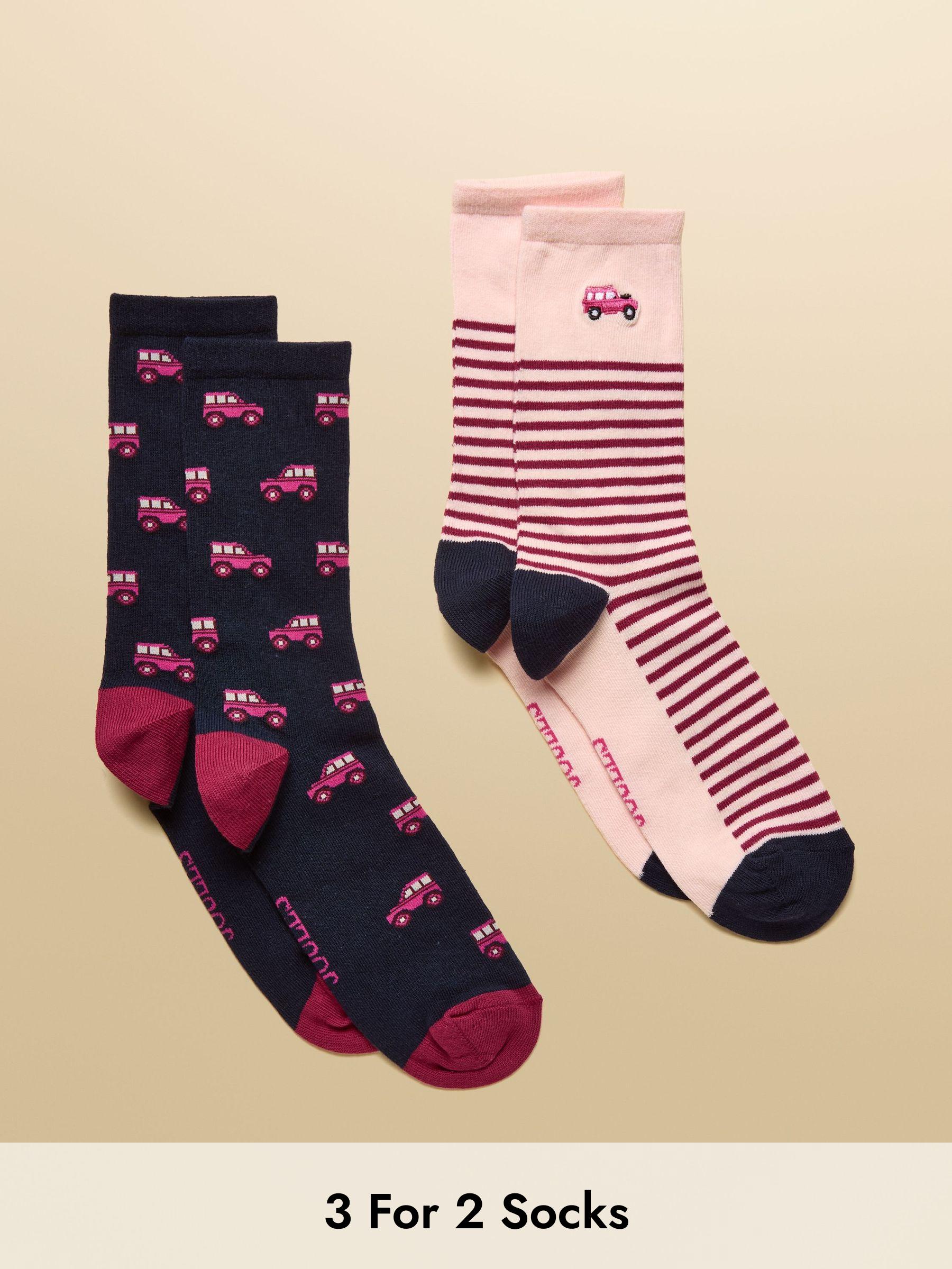 Everyday Navy/Pink 2 Pack Socks (AT6910) | £9.95