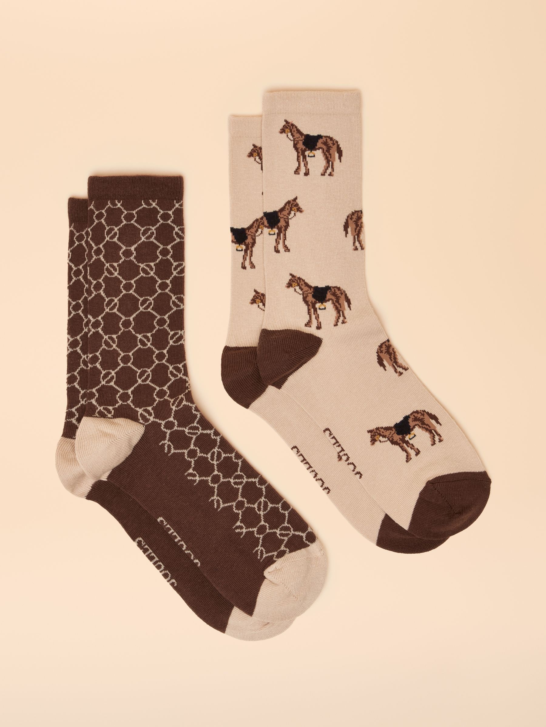 Everyday Brown/Cream 2 Pack Socks (AT6911) | £9.95