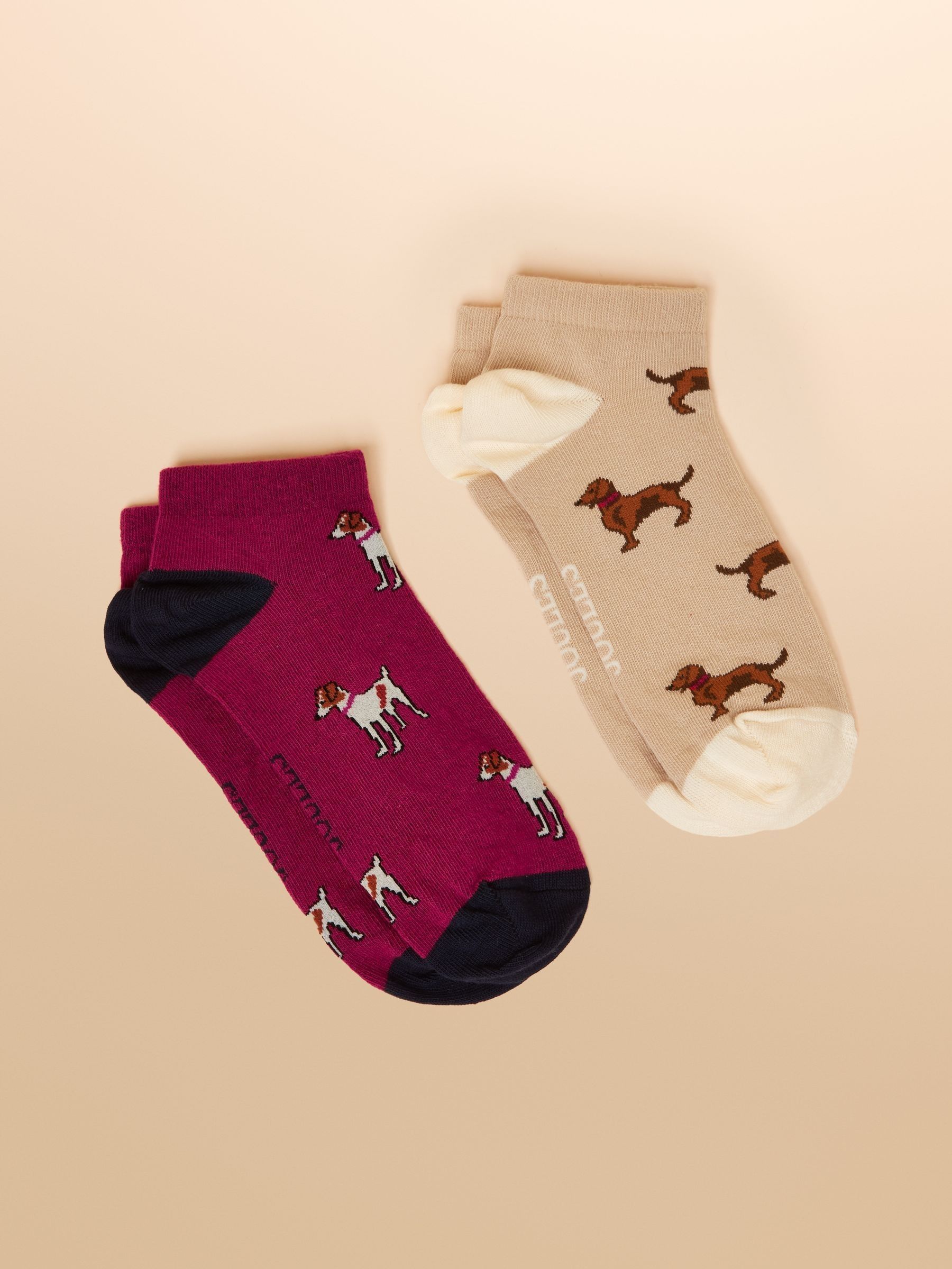 Rilla Berry & Ecru Pack Of Two Trainer Socks (AT6914) | £7.95