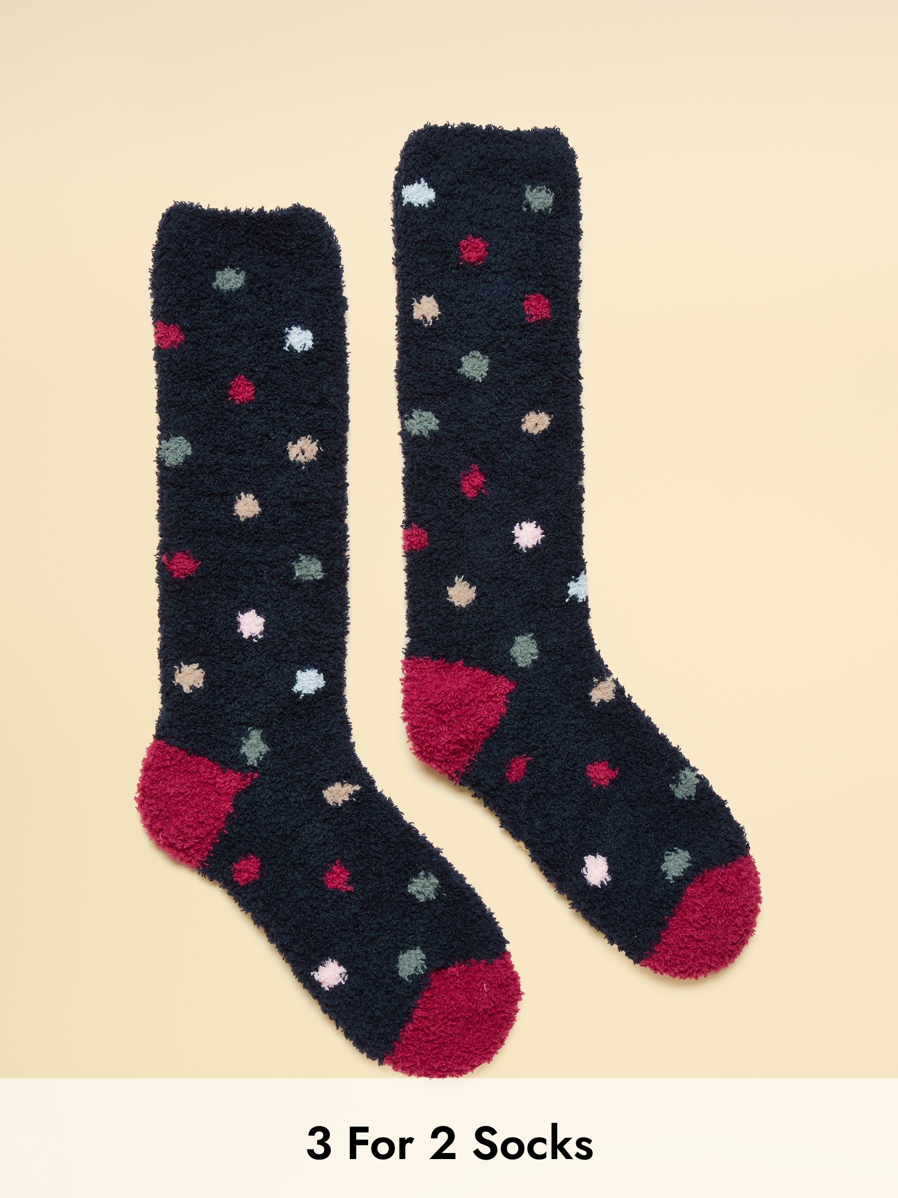 Women's Fluffy Navy Stripe Socks (size 4-8) (AT6937) | £9.95