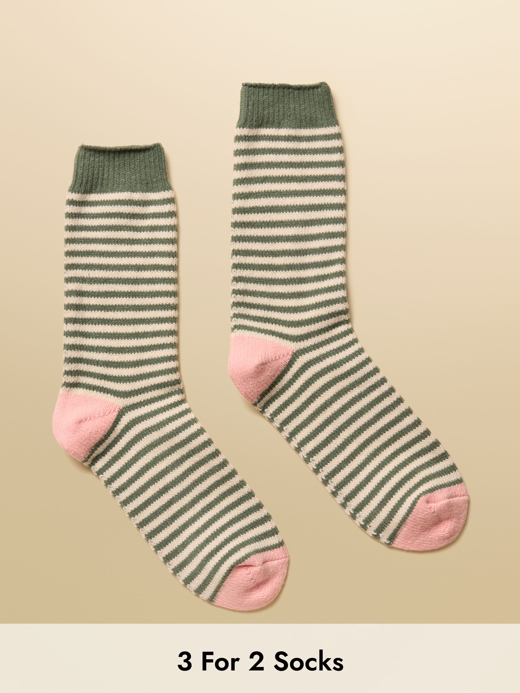 Women's Cosy Khaki Green Socks (size 4-8) (AT6944) | £9.95