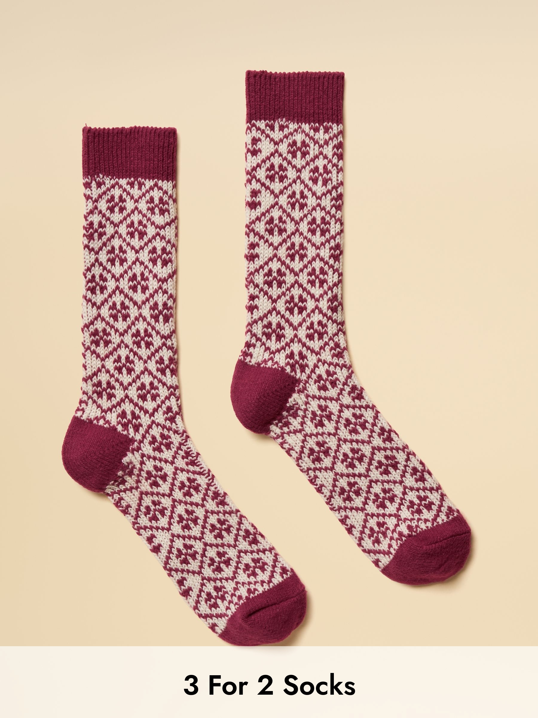 Women's Cosy Berry Red Socks (size 4-8) (AT6947) | £9.95