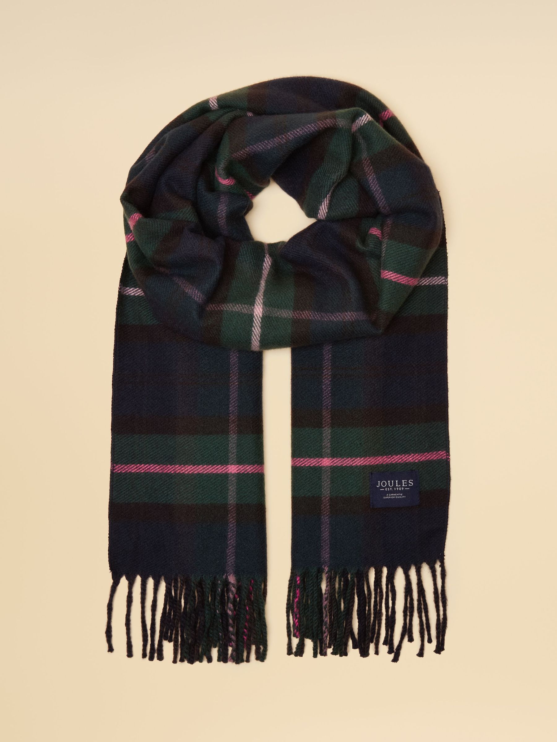 Langtree Navy & Pink Check Large Scarf (AT7057) | £16.95