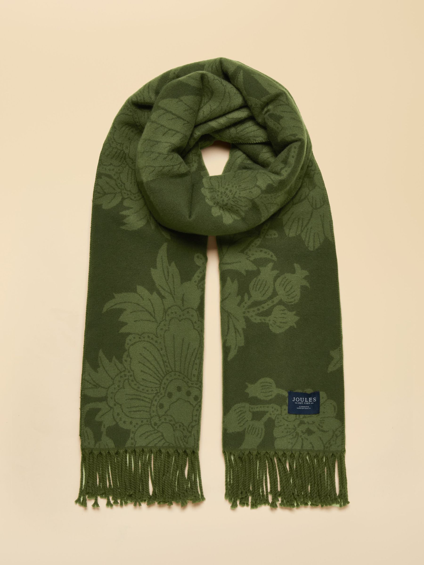 Elissa Khaki Green Double-Sided Jacquard Patterned Scarf (AT7071) | £25
