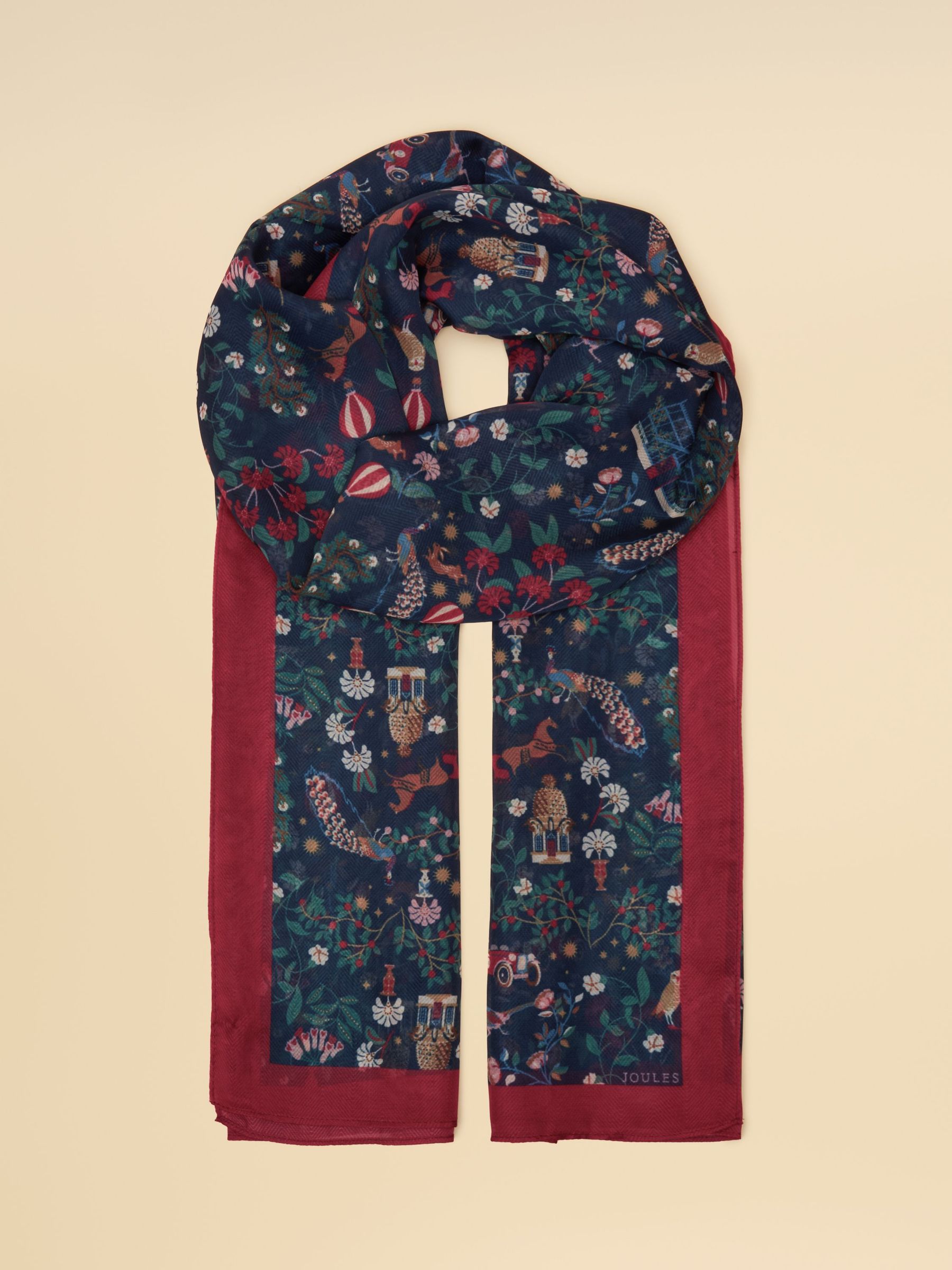 Abberton Navy Lightweight Printed Scarf (AT7077) | £9