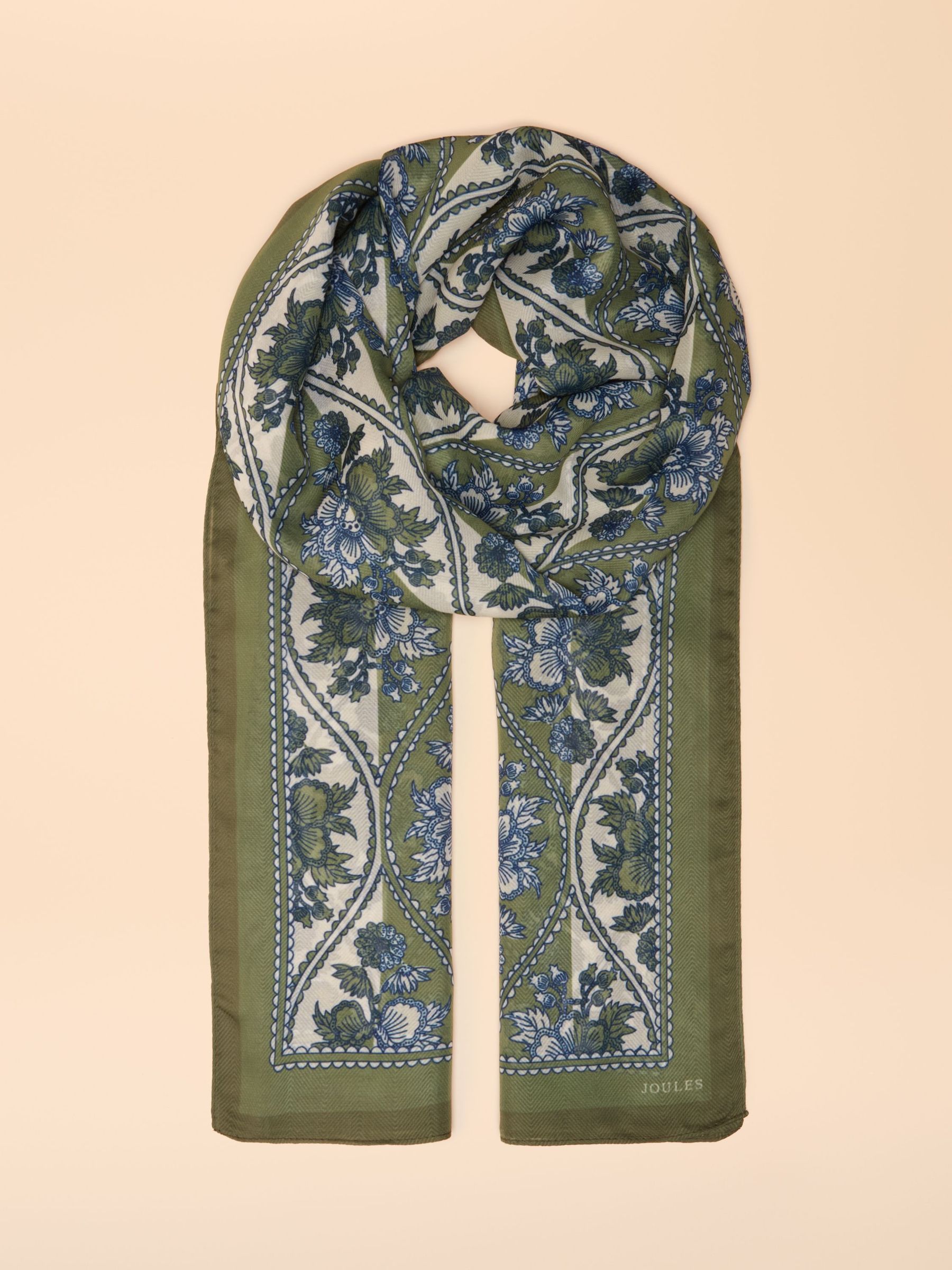 Abberton Khaki Green Lightweight Printed Scarf (AT7078) | £9