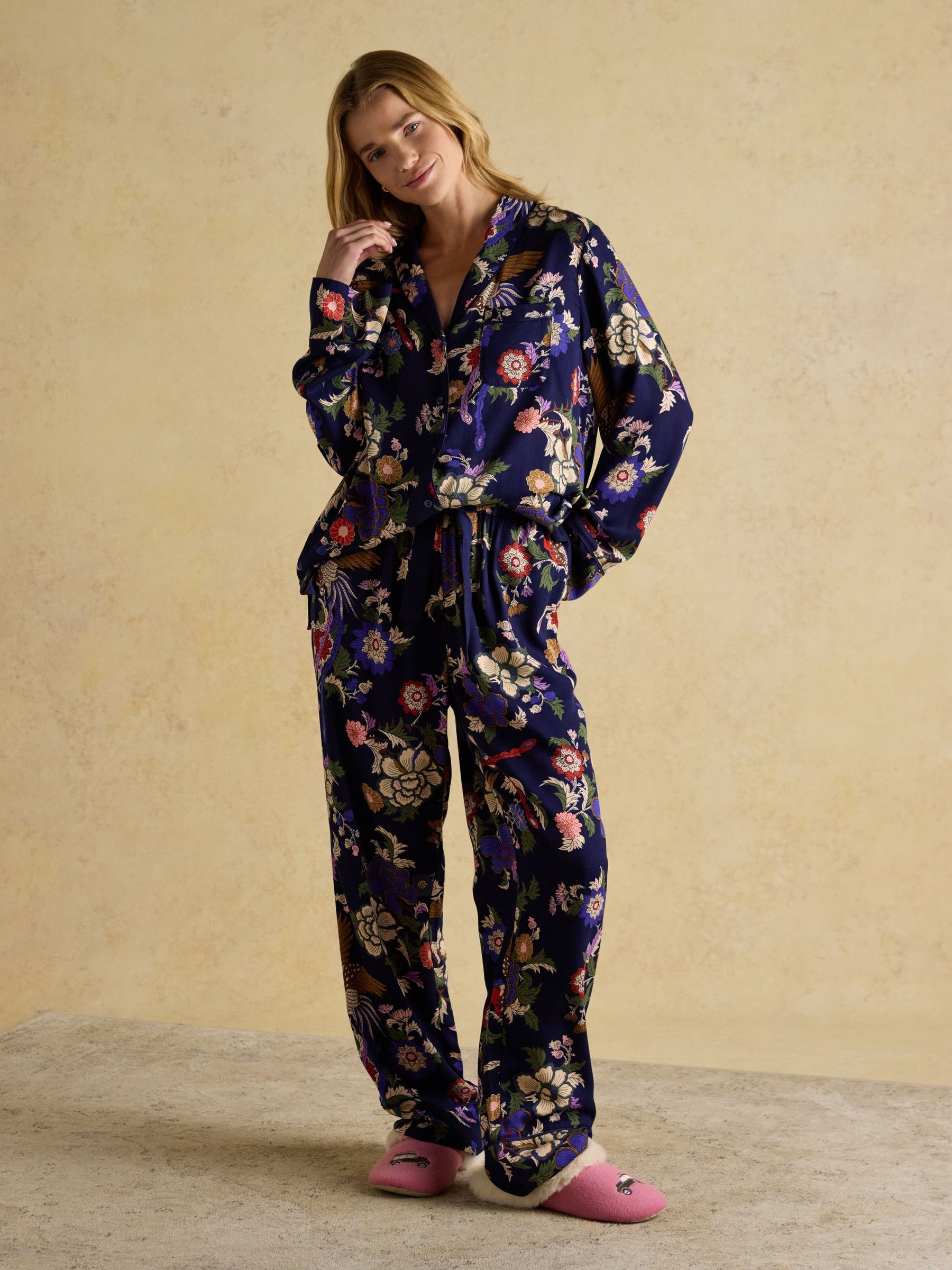 Alma Navy Hidcote Floral Woven Pyjama Set (AT7646) | £54