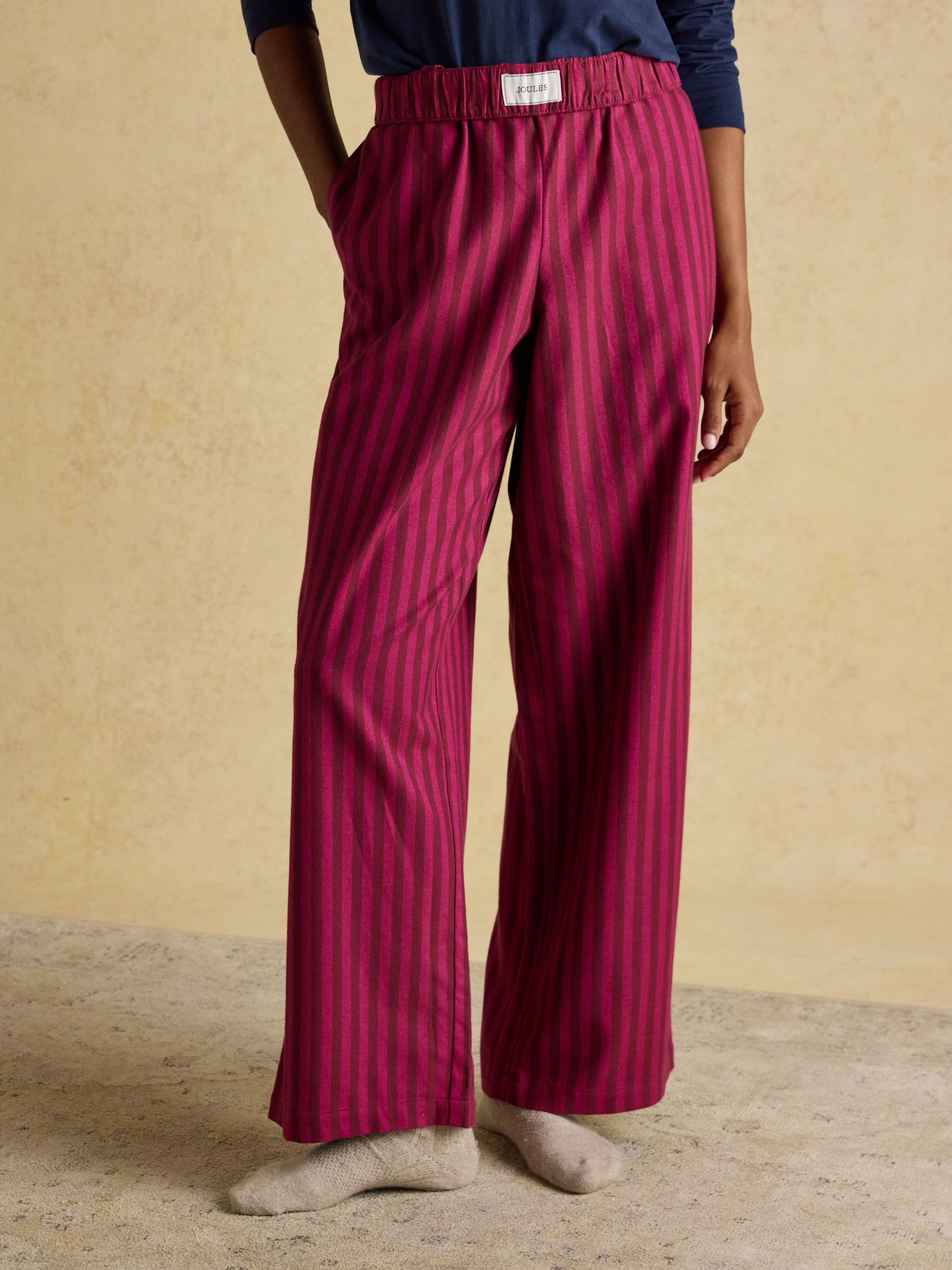 Stella Pink Stripe Woven Brushed Cotton Pyjama Bottoms (AT7673) | £39