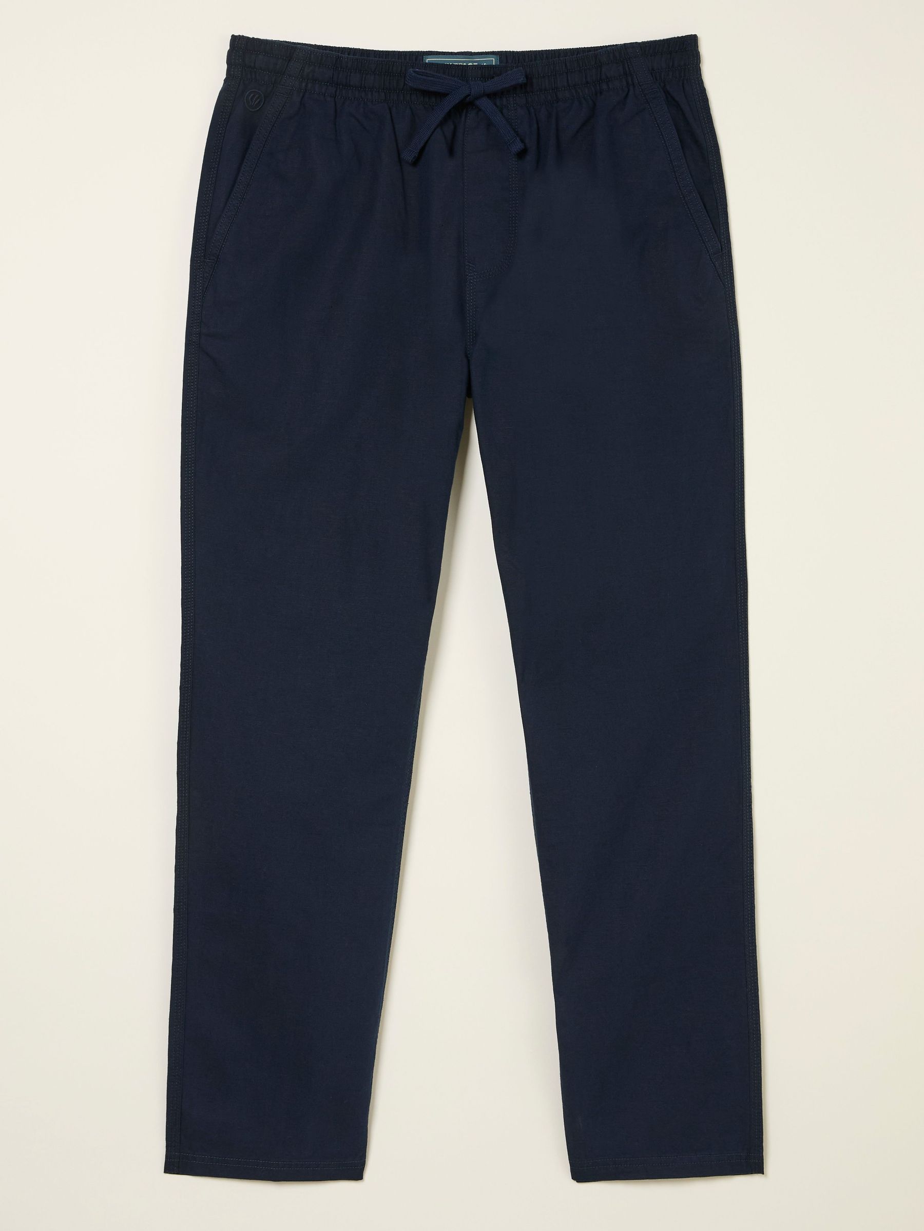 Navy Cotton Linen Straight Pull on Trousers (AT7782) | £55
