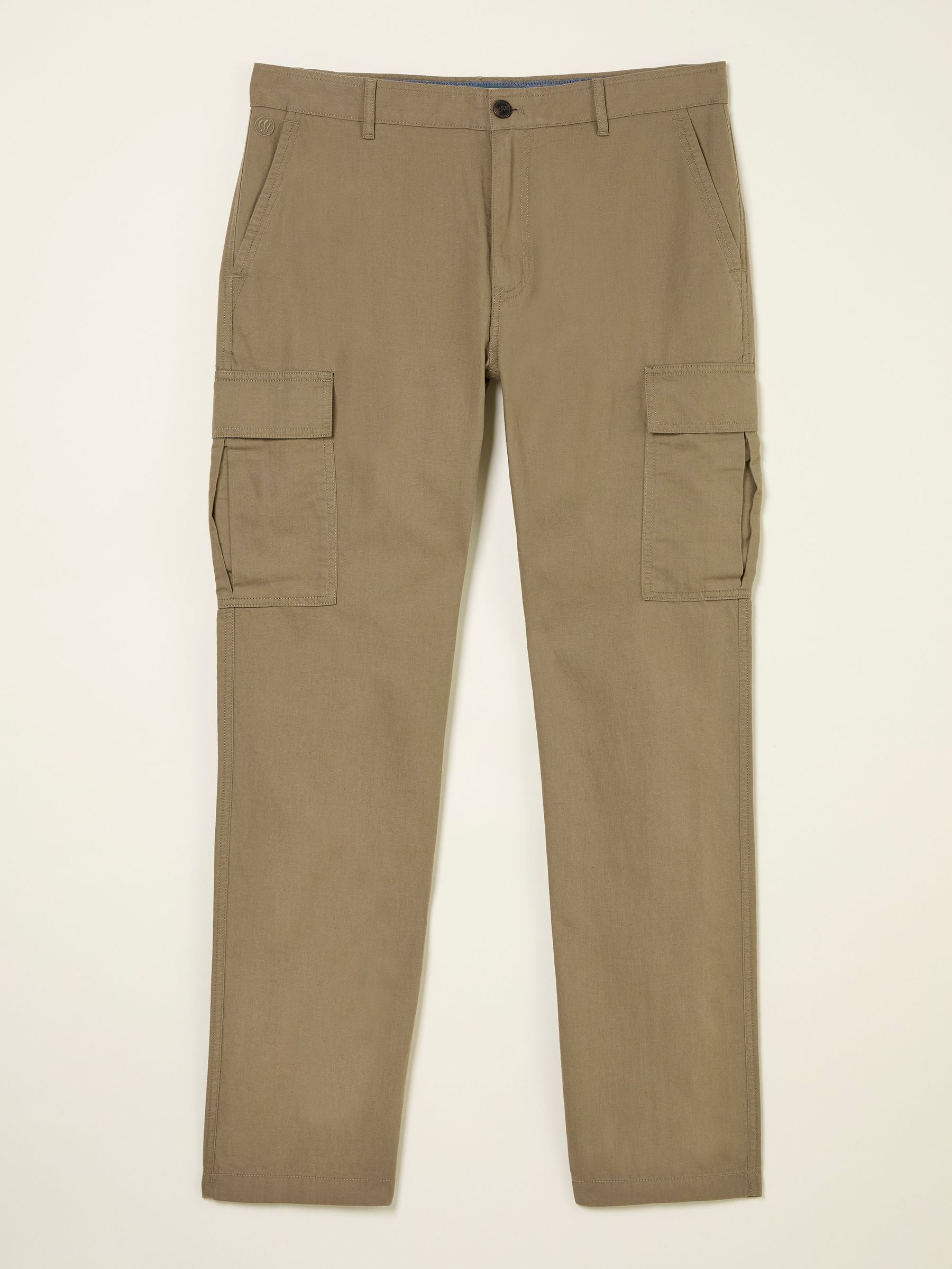 Stone Cotton Linen Cargo Trousers (AT7790) | £59