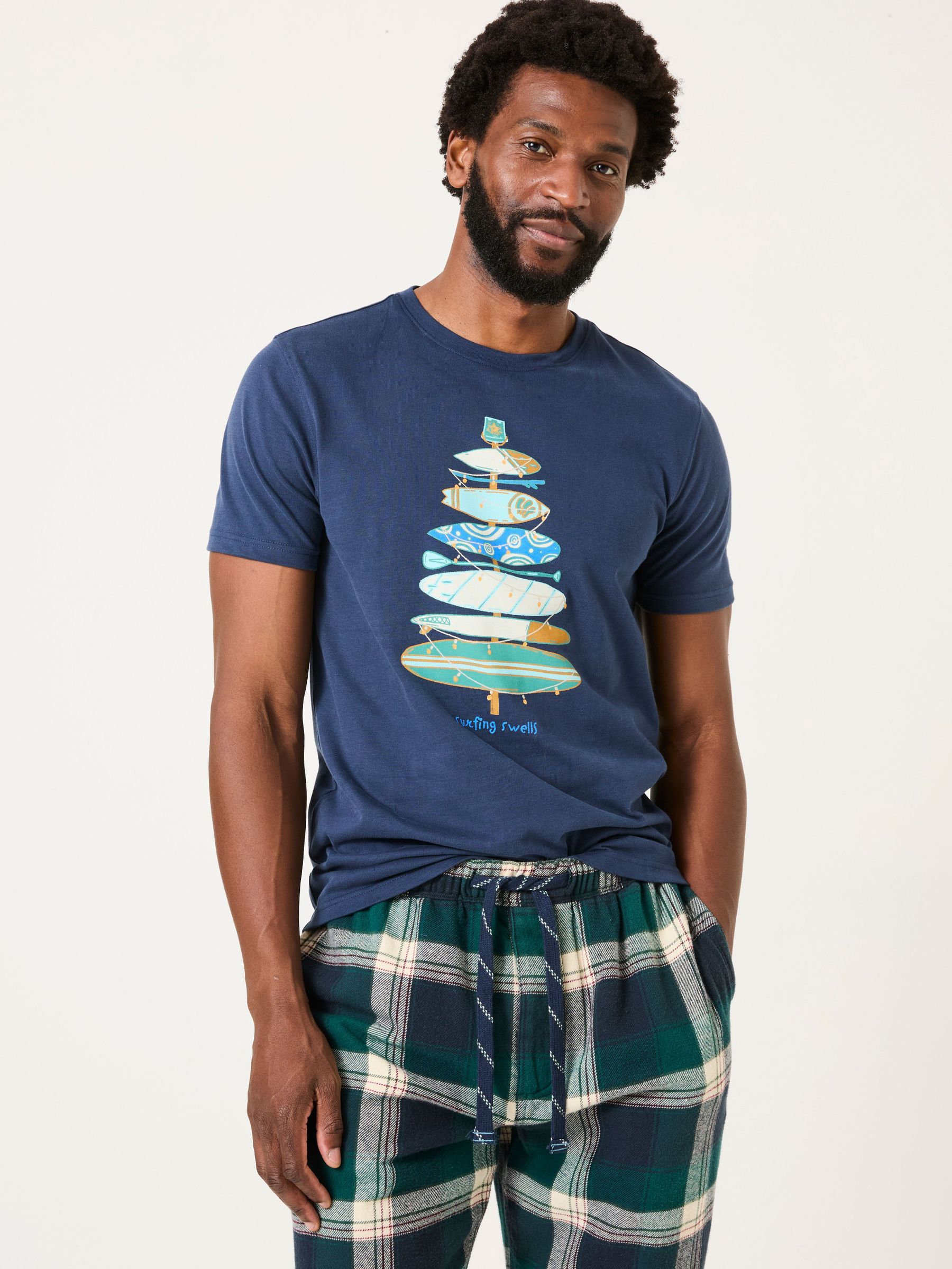 Navy Christmas Tree Stack T-Shirt (AT8640) | £15