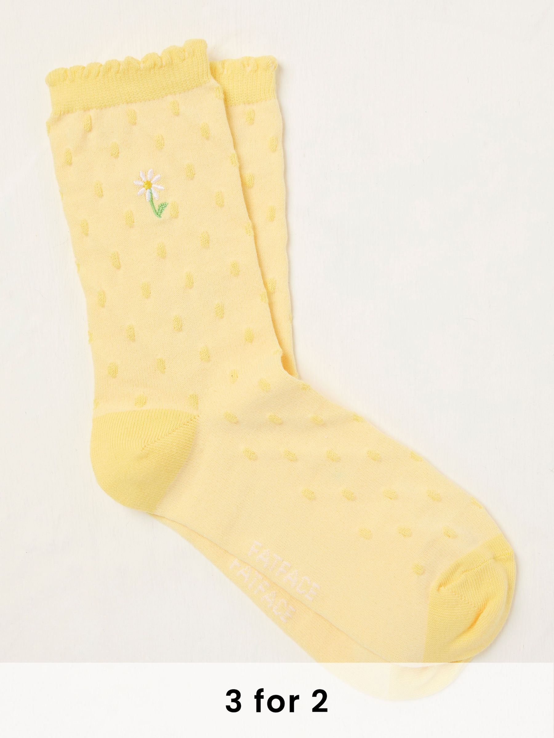 Yellow Embroidered Socks (AT9305) | £7.50