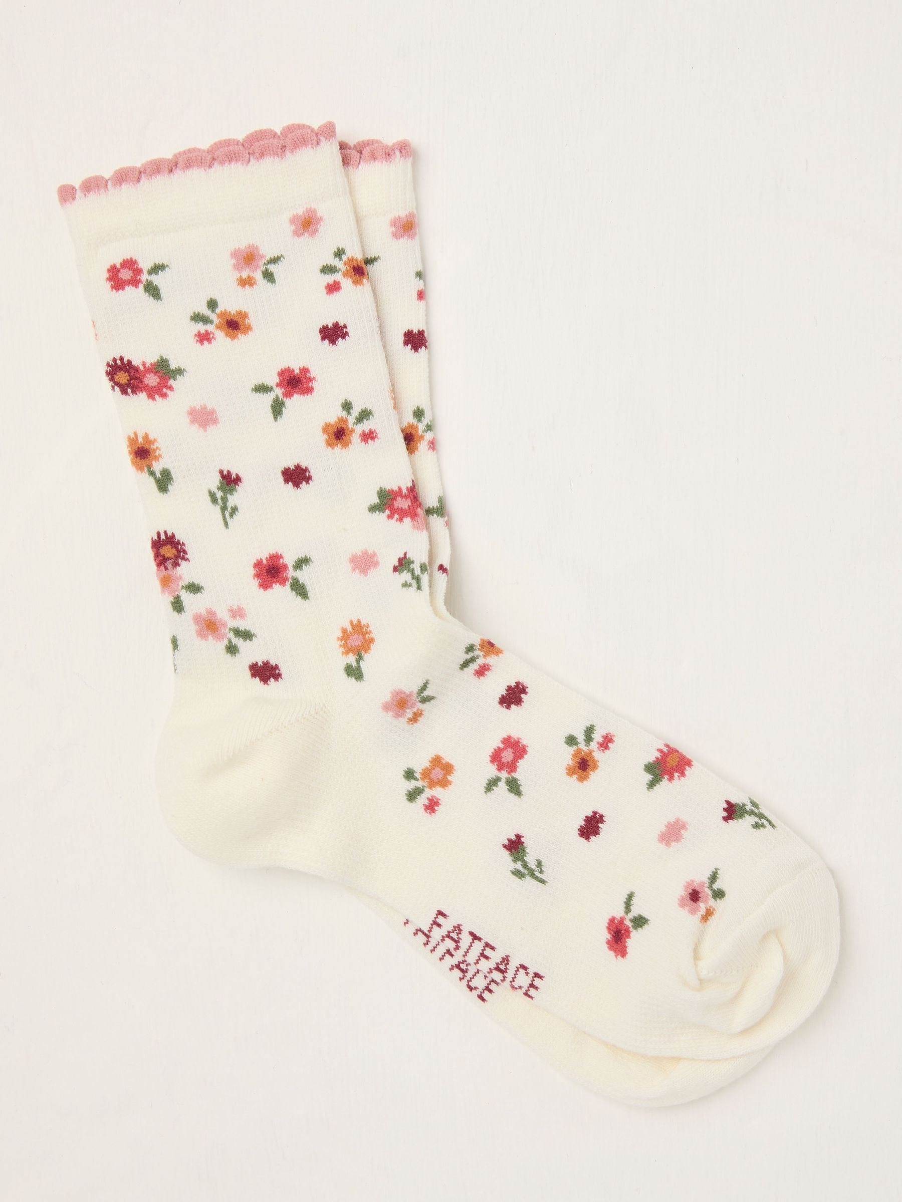 White Floral Socks (AT9308) | £7.50