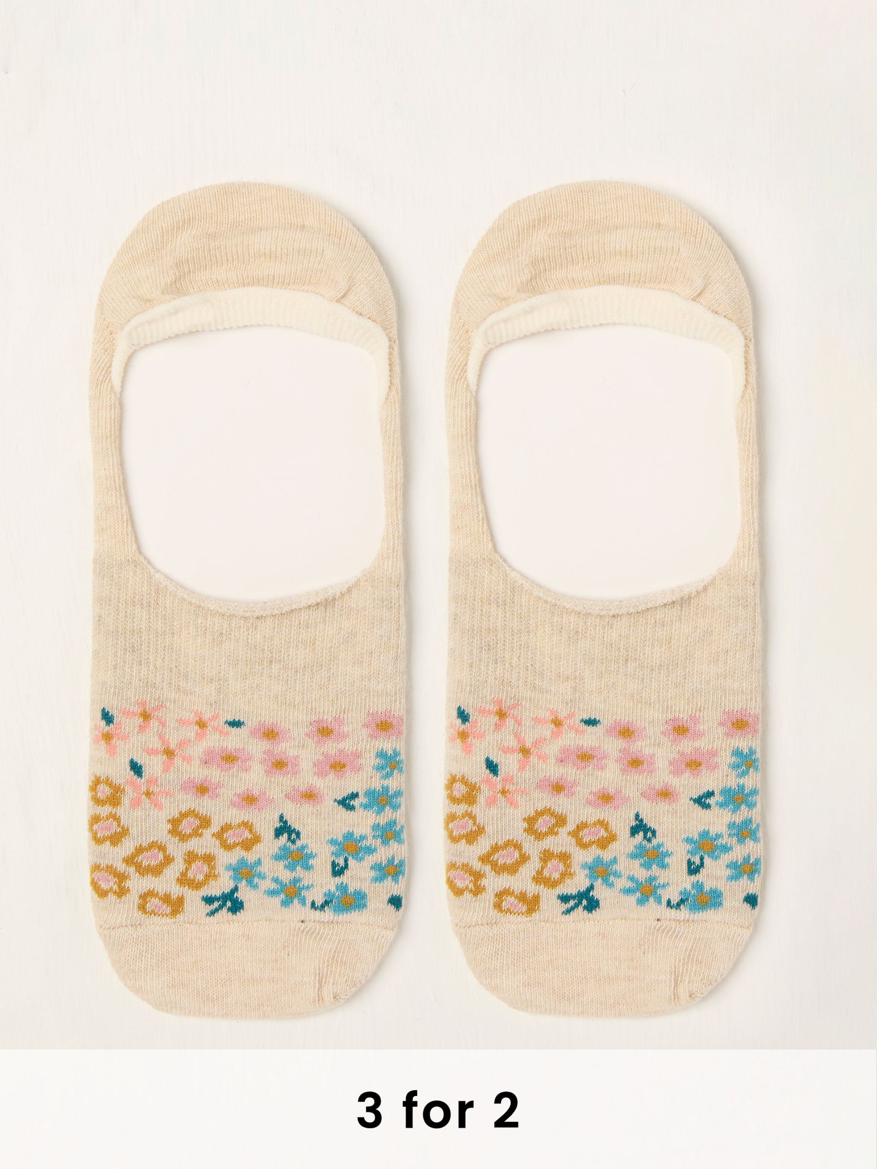 Oatmeal Floral Footsie Socks (AT9314) | £5