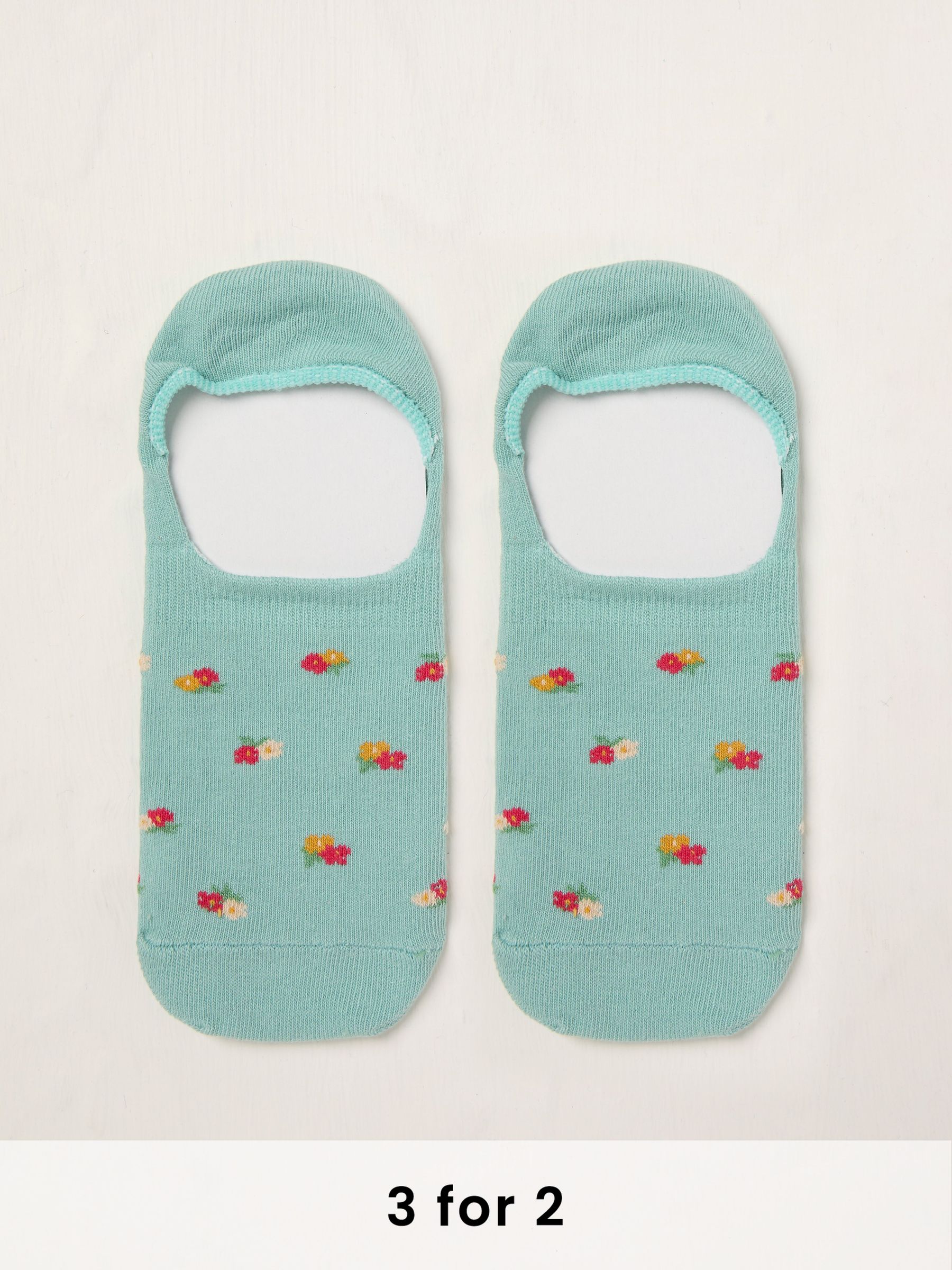 Green Floral Footsie Socks (AT9315) | £5