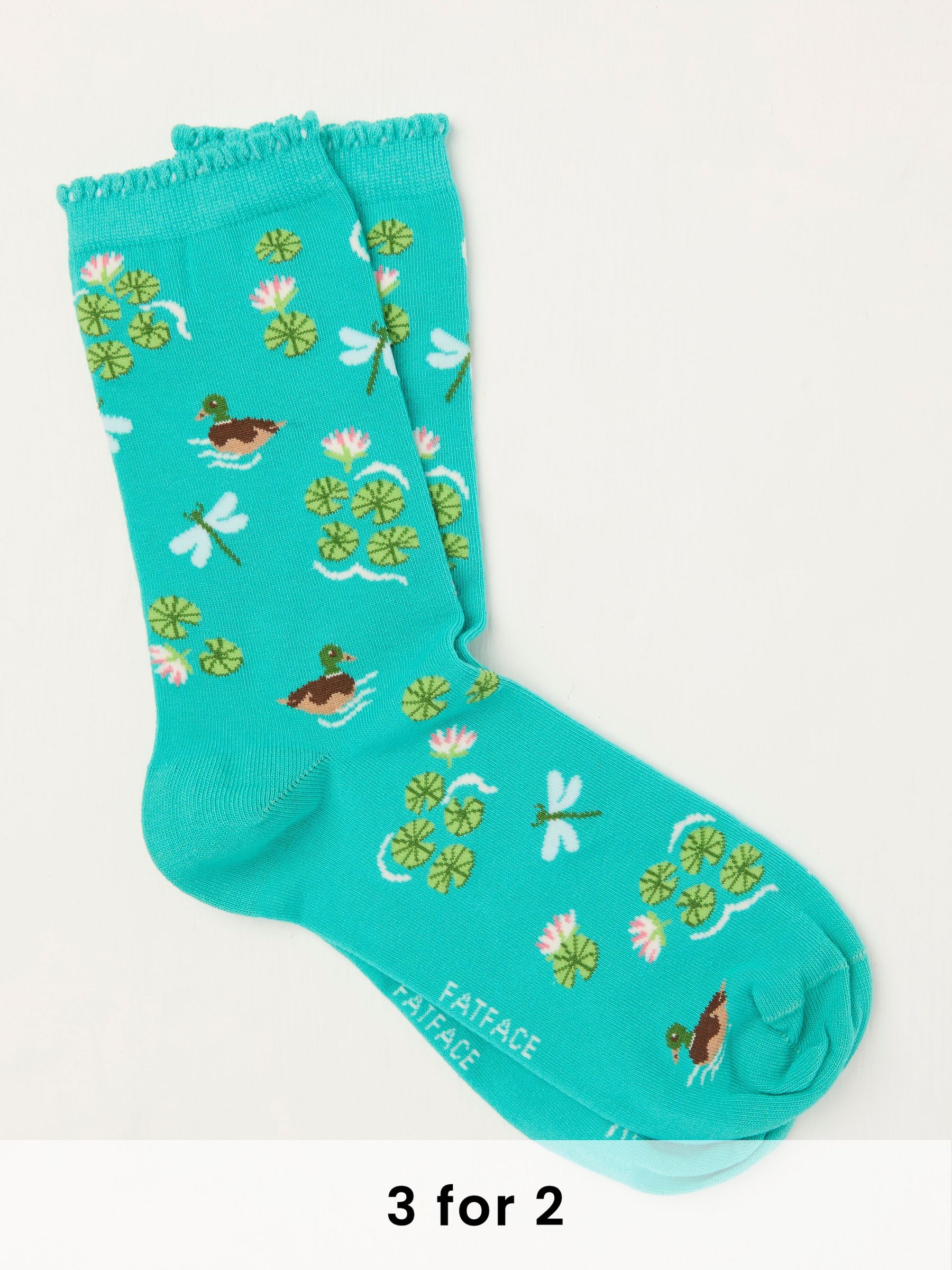 Teal Blue Lilypad Socks (AT9317) | £7.50