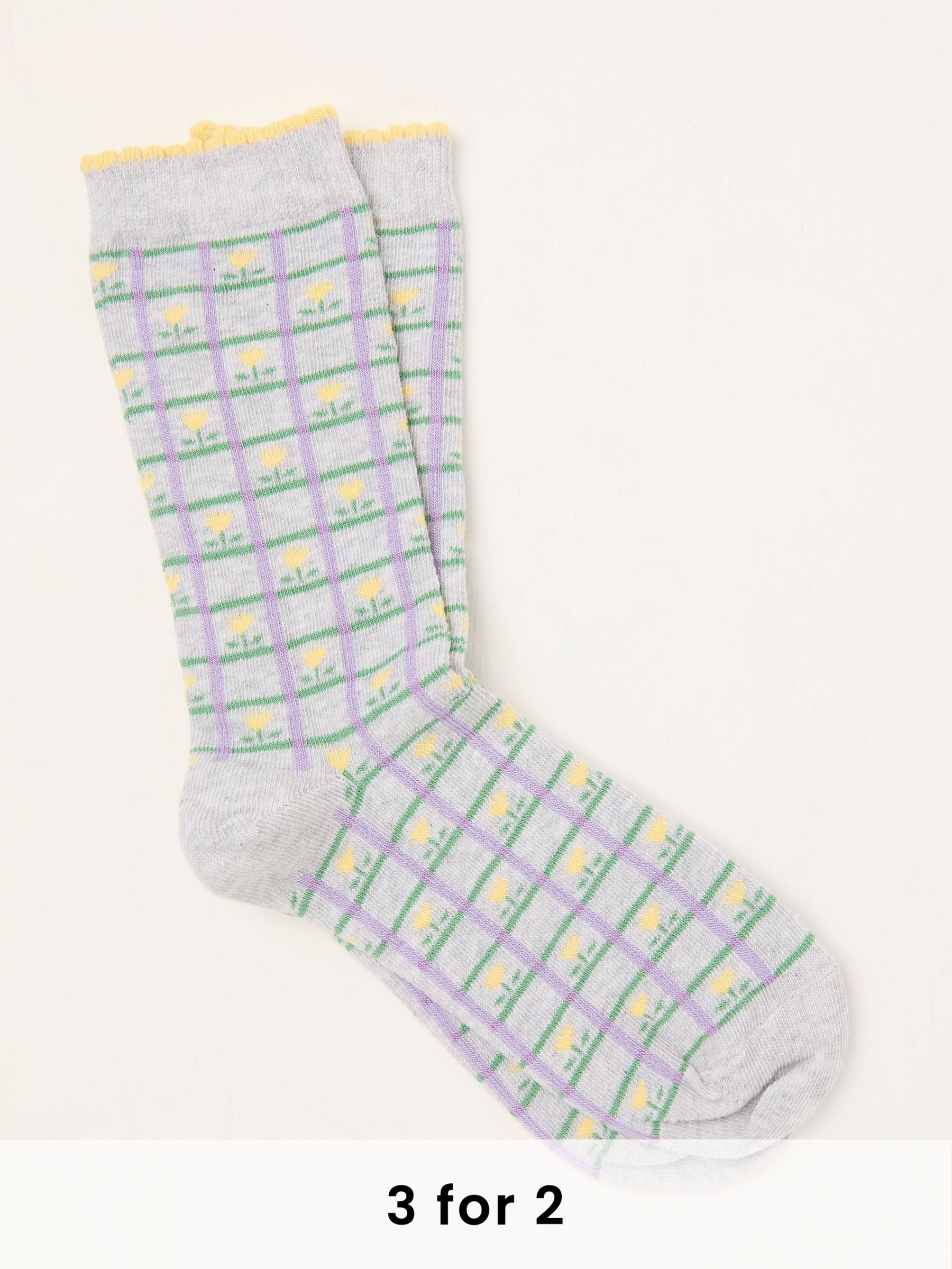 Grey Check Tulip Socks (AT9324) | £7.50