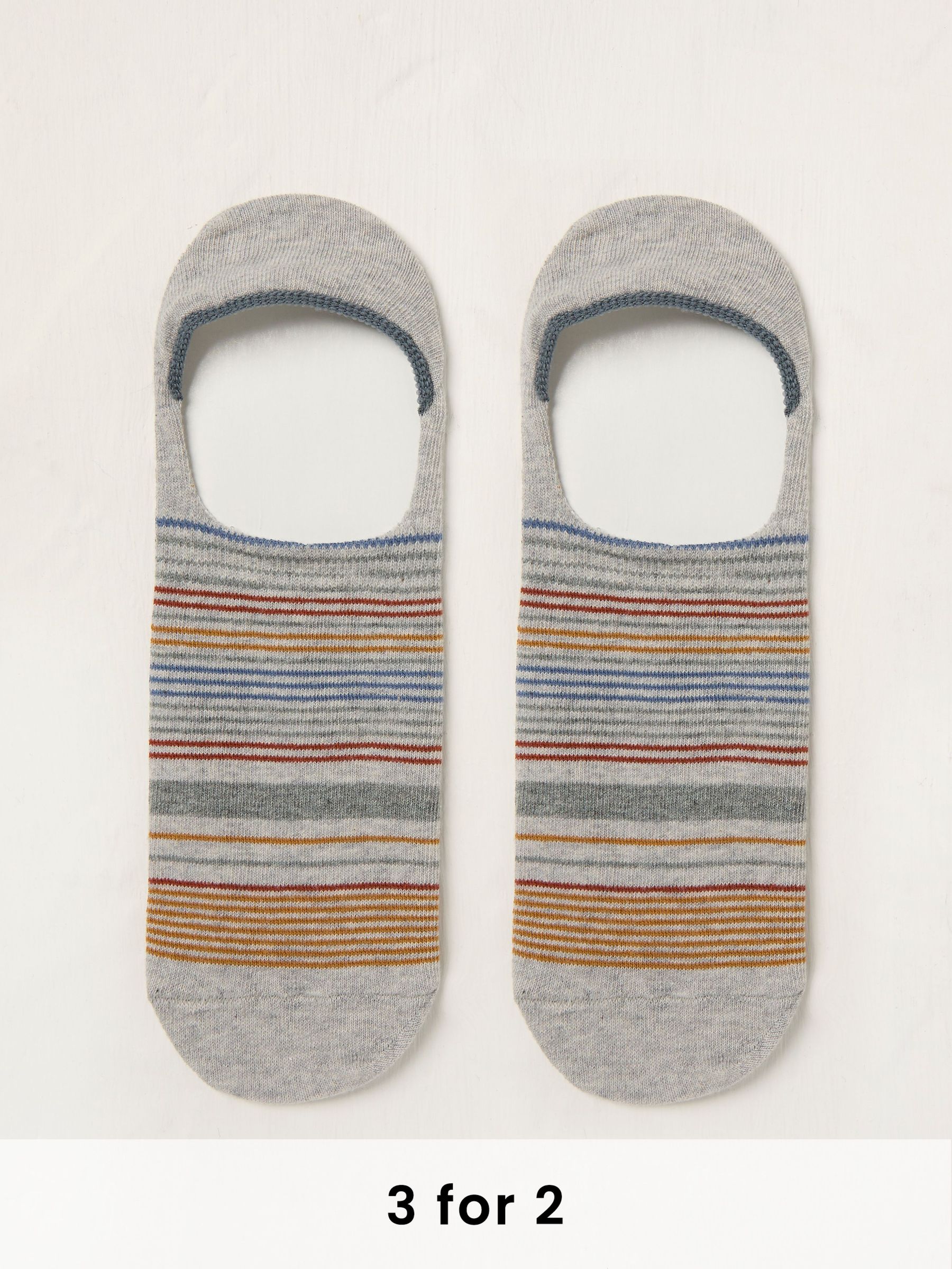 Grey Stripe Footsie Socks (AT9396) | £5