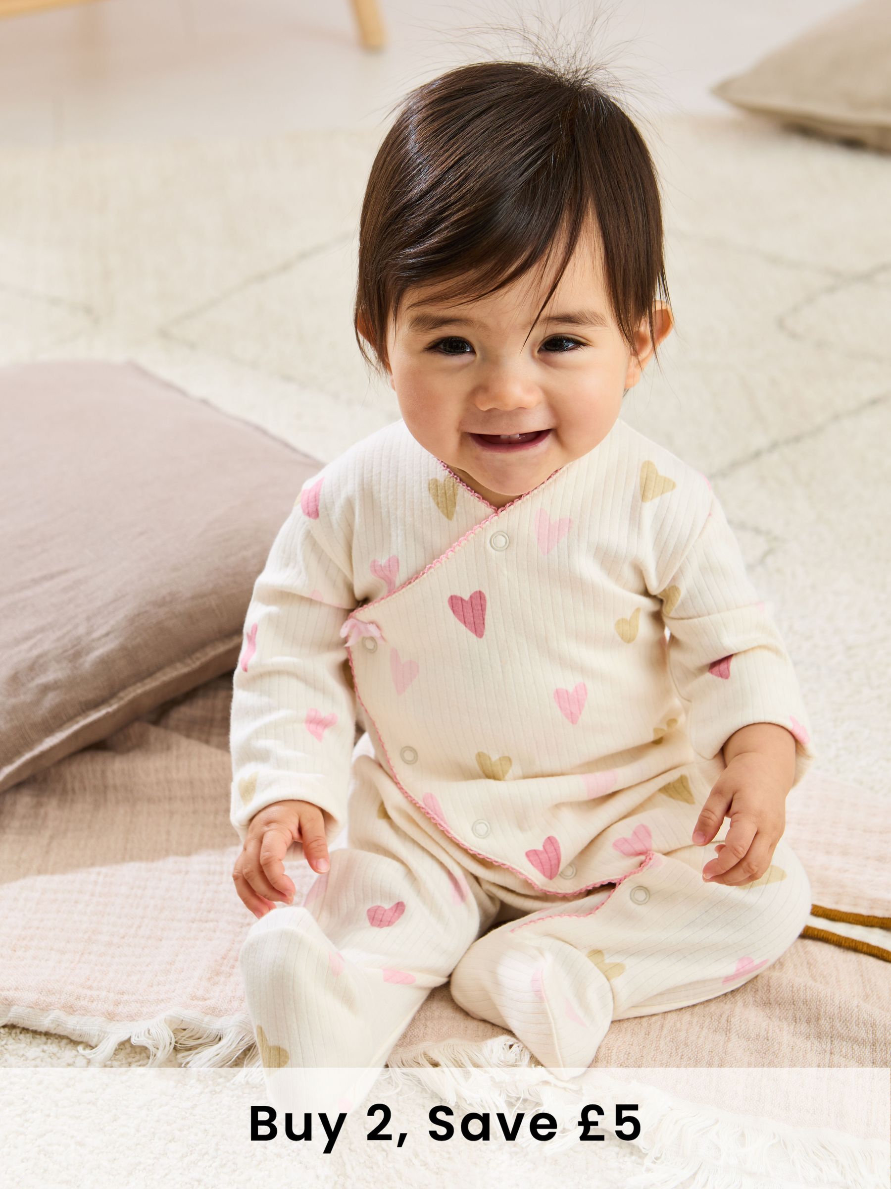 Stone Footed Cross-Over 100% Cotton Sleepsuit (AT9852) | £20