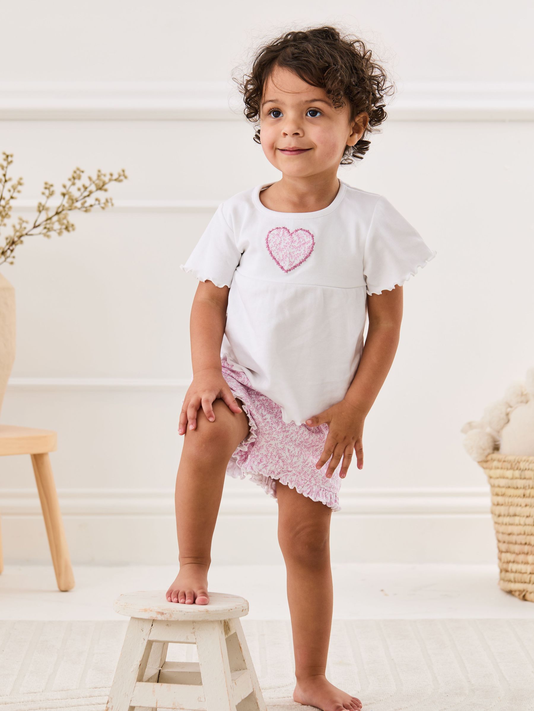 White Heart Embroidered Jersey Pyjamas (AT9856) | £21