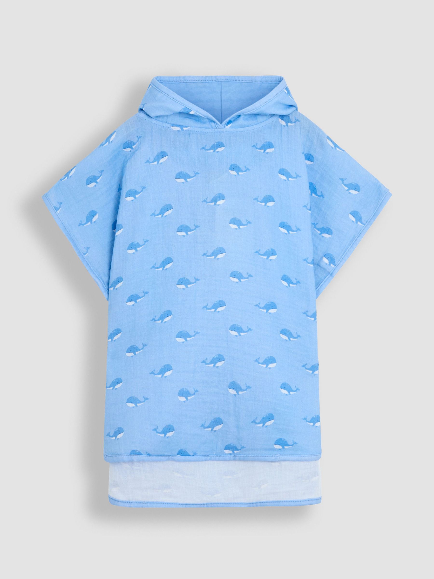 Blue 100% Cotton Whale Muslin Poncho (AT9862) | £24 - £26