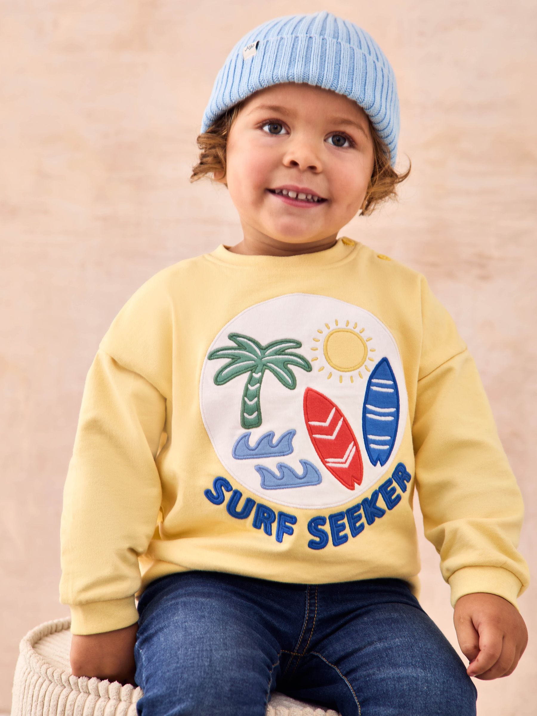 Yellow Surf 100% Cotton Appliqué Sweatshirt (AU0412) | £24 - £27