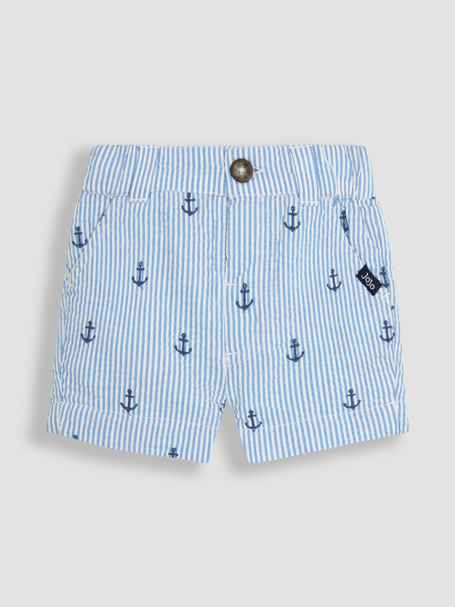 Blue Anchor Embroidered Seersucker 100% Cotton Shorts (AU0421) | £14 - £16