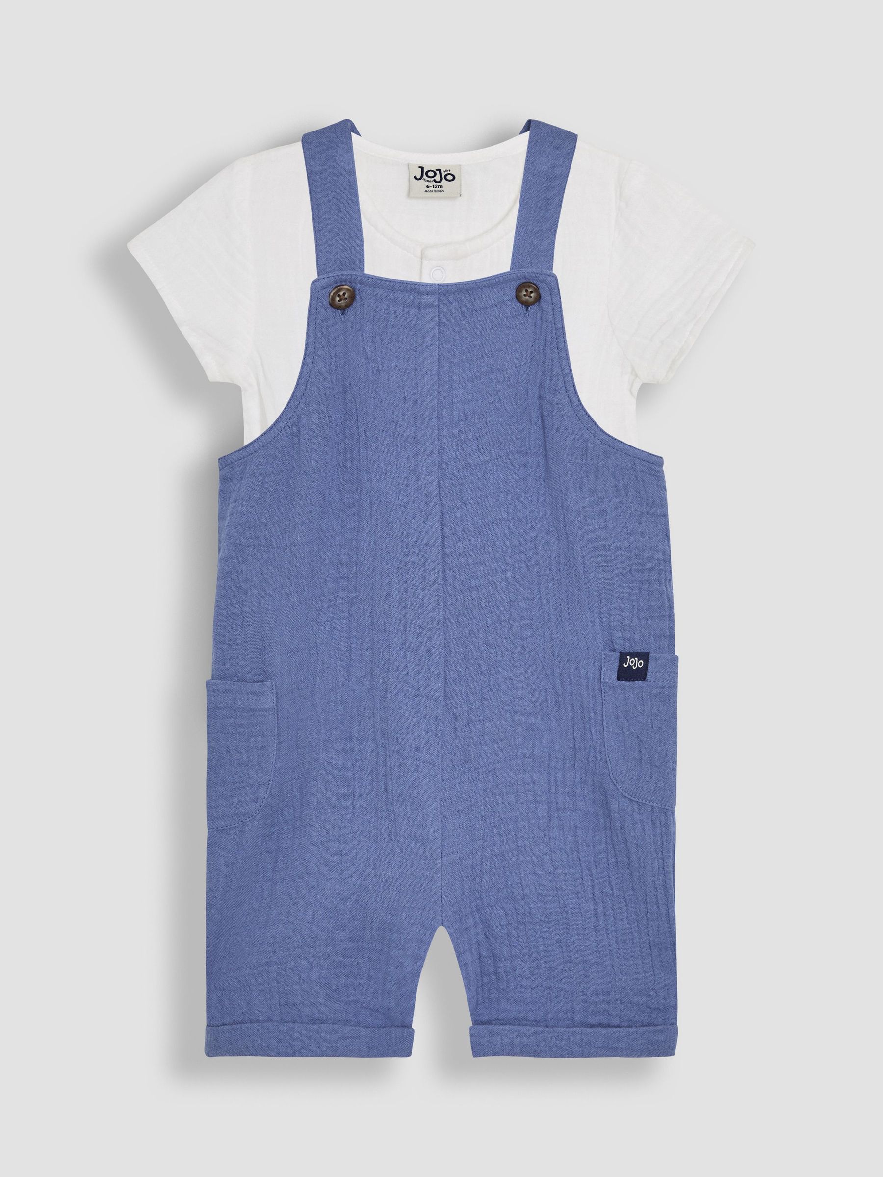 Blue Cheesecloth 100% Cotton Dungarees & Shirt Body Set (AU0427) | £25 - £26