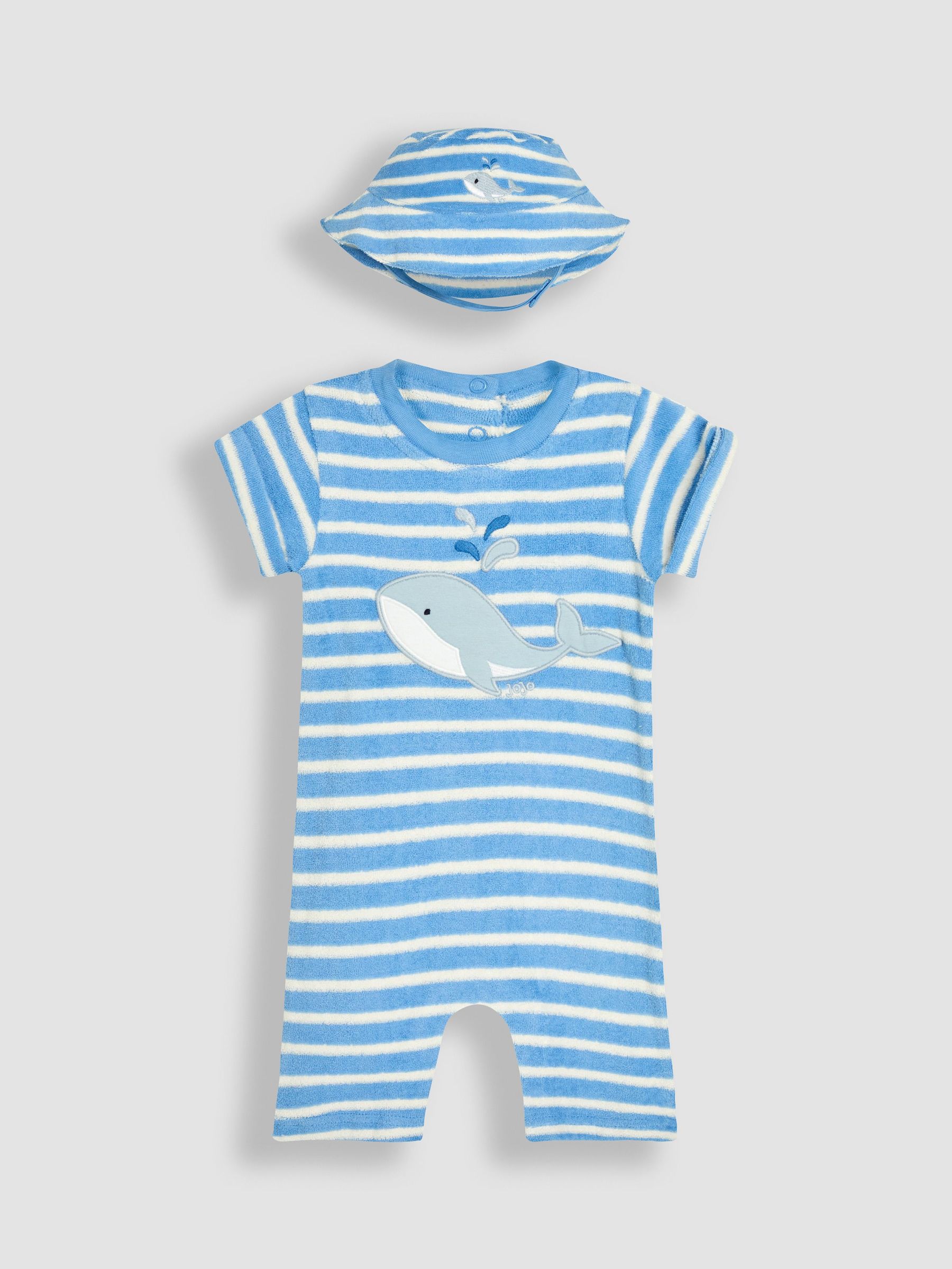 Blue 2-Piece Whale Appliqué Towelling Romper Set (AU0434) | £25 - £26