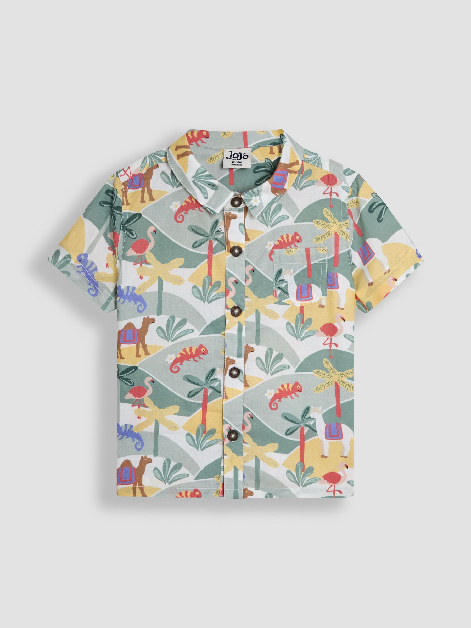 Khaki Green Tropical Cheesecloth Shirt (AU0440) | £22 - £25