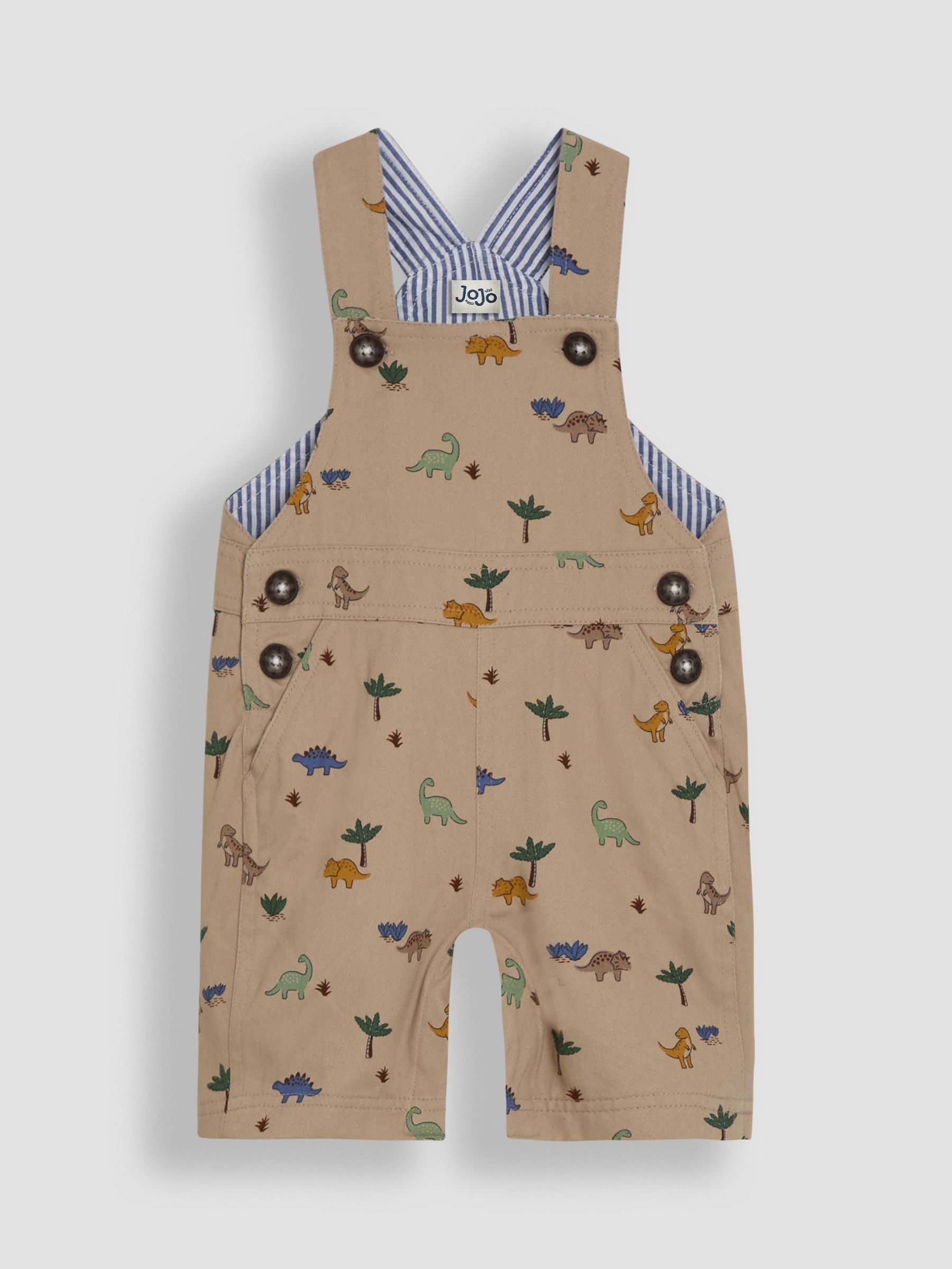 Stone Dino Printed Twill Dungarees (AU0444) | £26 - £27