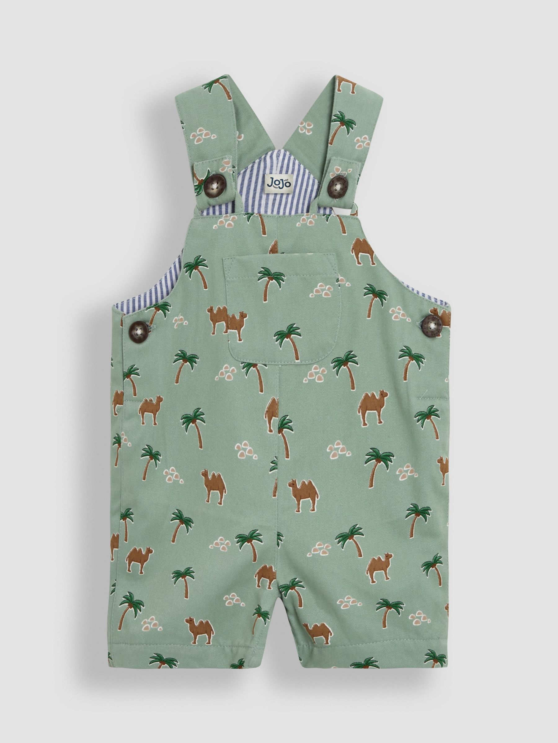 Khaki Green Camel Printed Twill Dungarees (AU0445) | £26 - £27