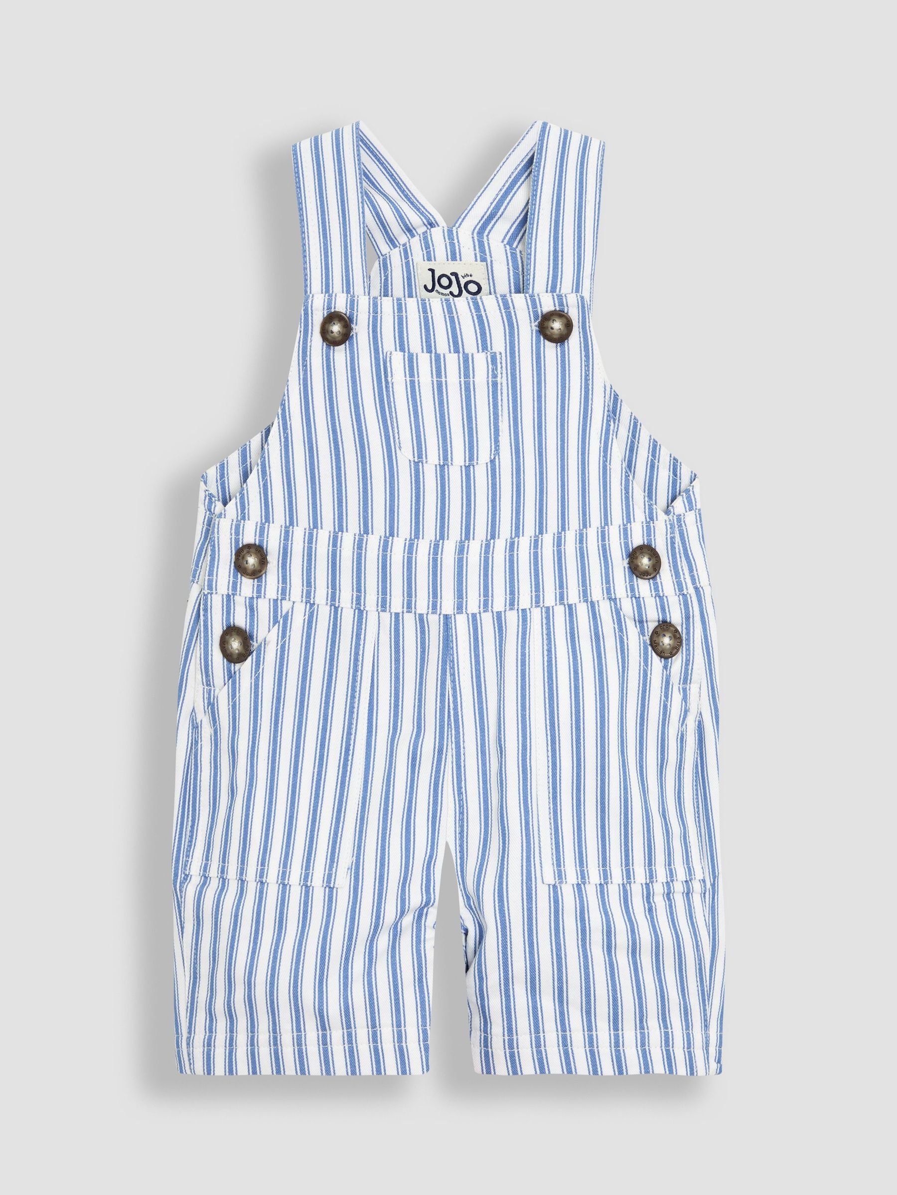 Blue Striped 100% Cotton Dungarees (AU0451) | £25 - £26