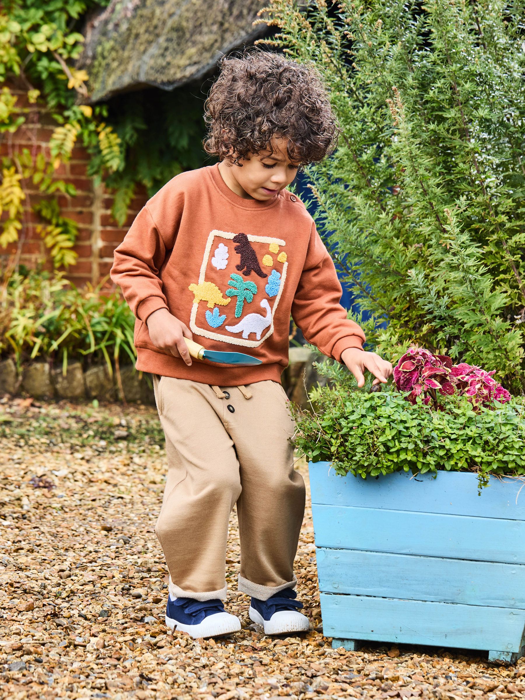 Brown Dino 100% Cotton Appliqué Sweatshirt (AU0452) | £24 - £27