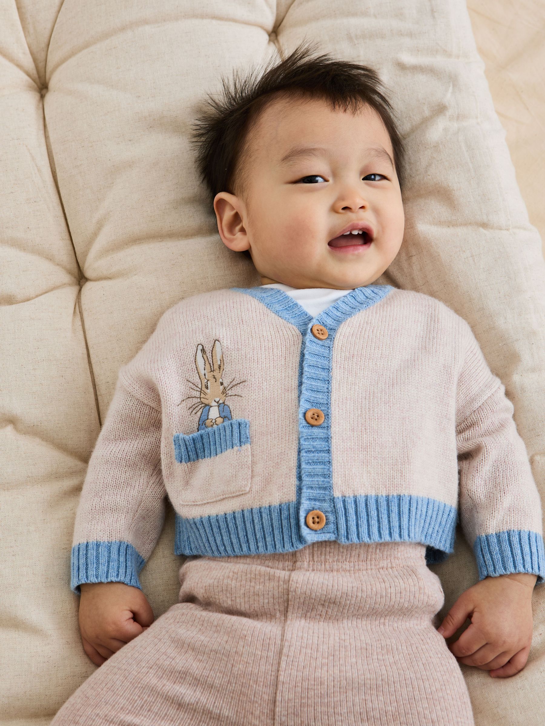 Natural Peter Rabbit™ Appliqué 100% Cotton Cardigan (AU0471) | £30 - £32
