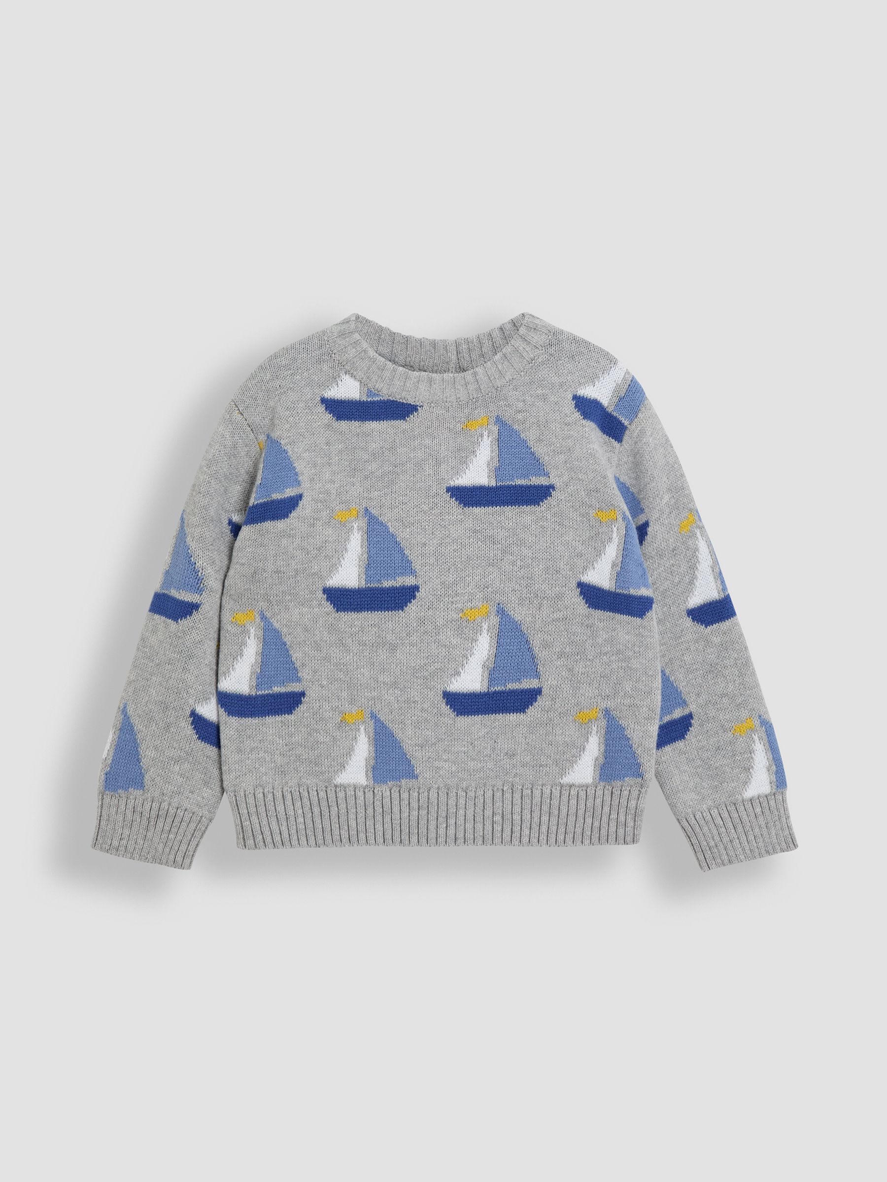 Marl Grey Sailboat 100% Cotton Jumper (AU0472) | £26 - £29