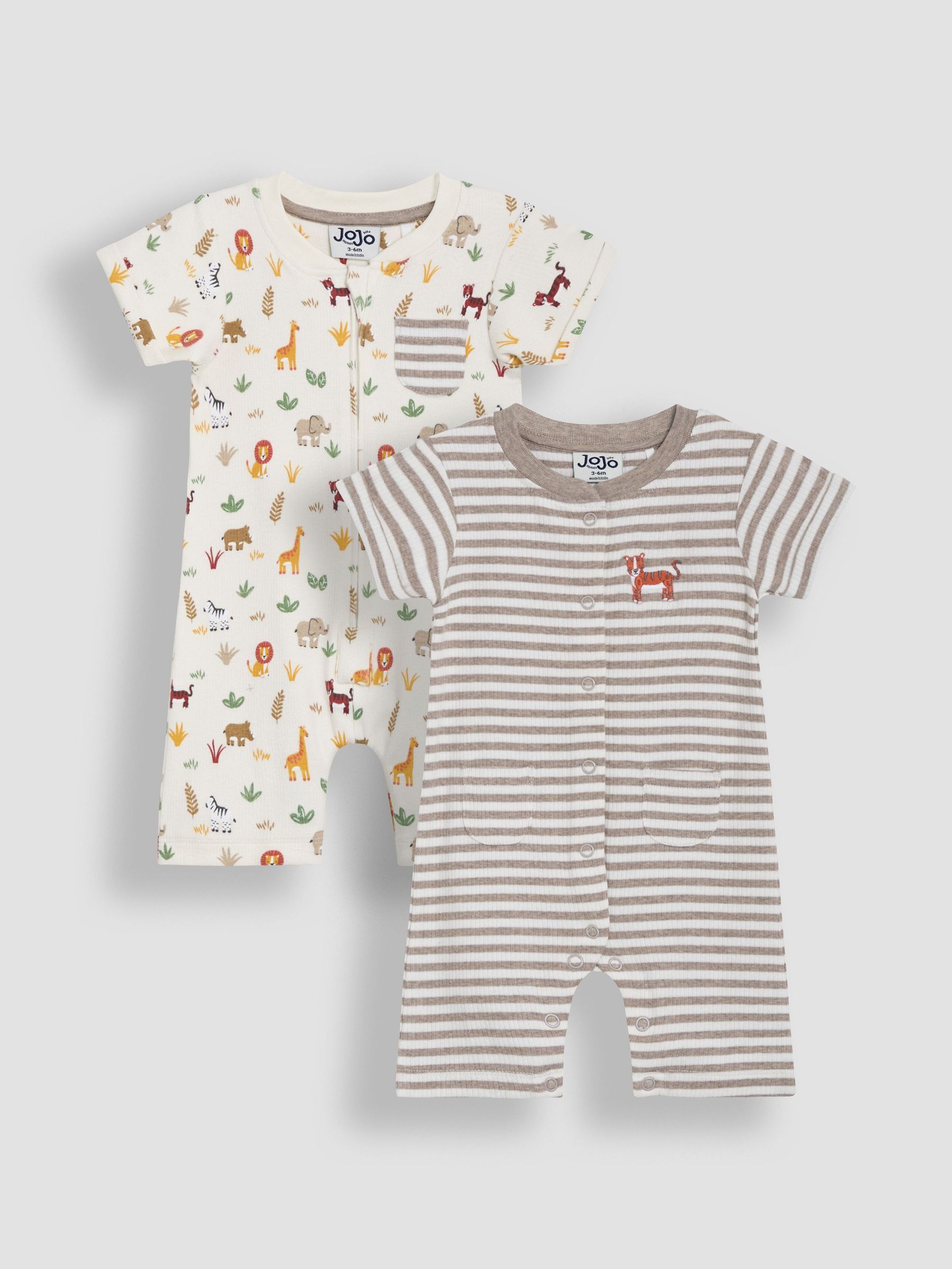 Ecru Cream Safari 2-Pack Romper (AU0474) | £30 - £32