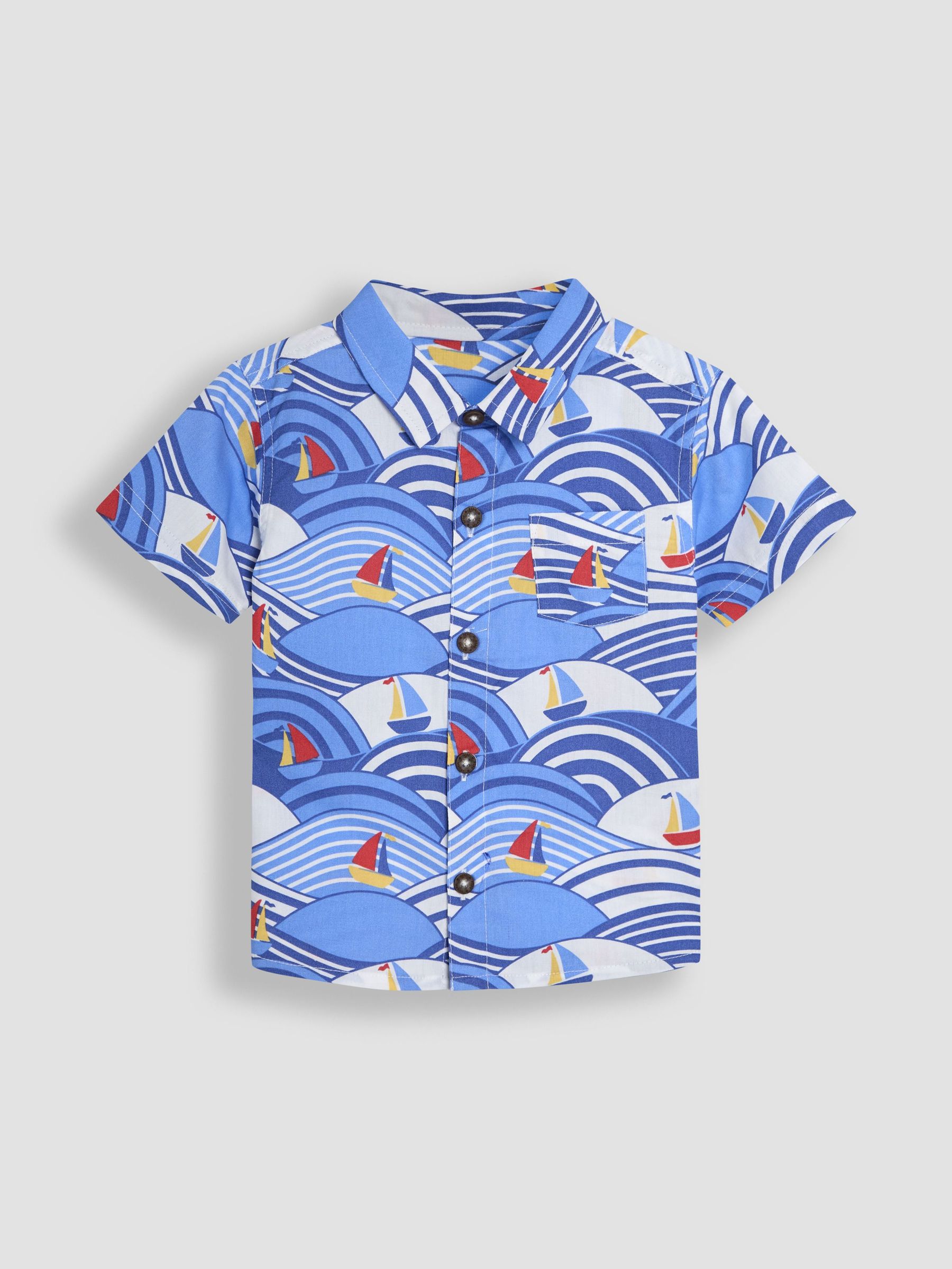 Blue Boat Short Sleeve Shirt (AU0485) | £22 - £25