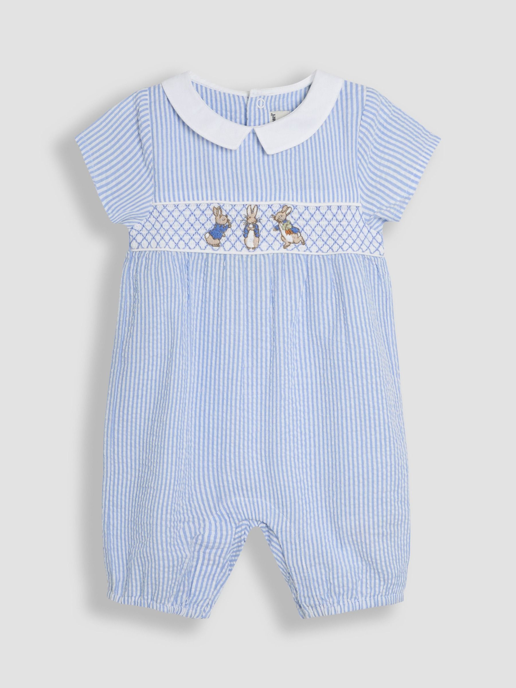 Blue Embroidered Smock Romper (AU0495) | £27 - £28