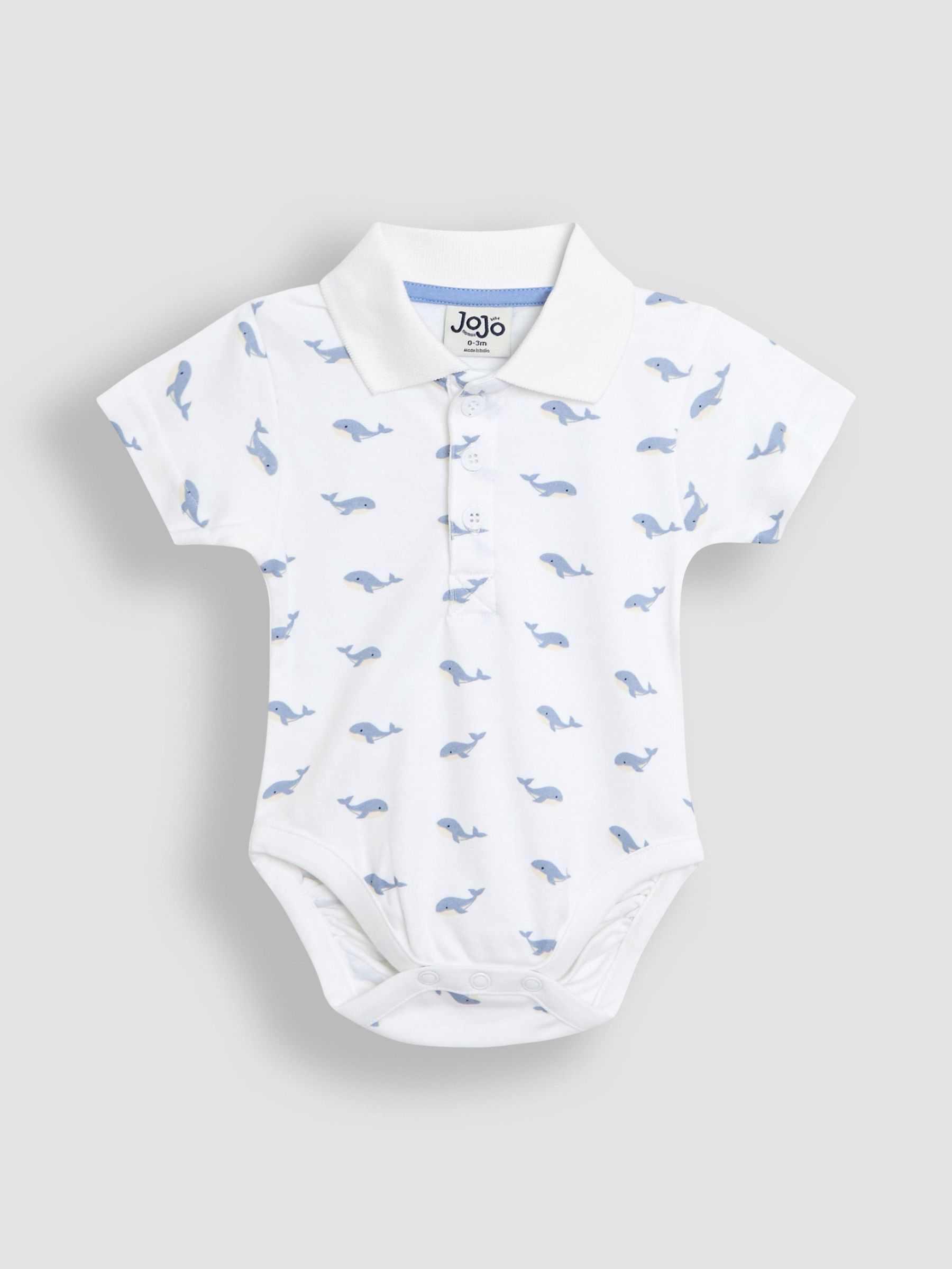 White Whale Print 100% Cotton Polo Shirt Bodysuit (AU0600) | £15 - £16