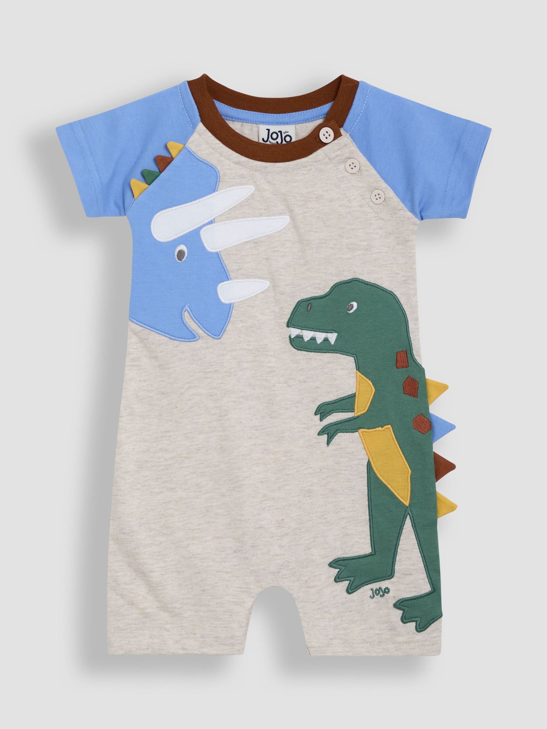 Natural Marl Dino Dino Scene Romper (AU0603) | £20 - £21