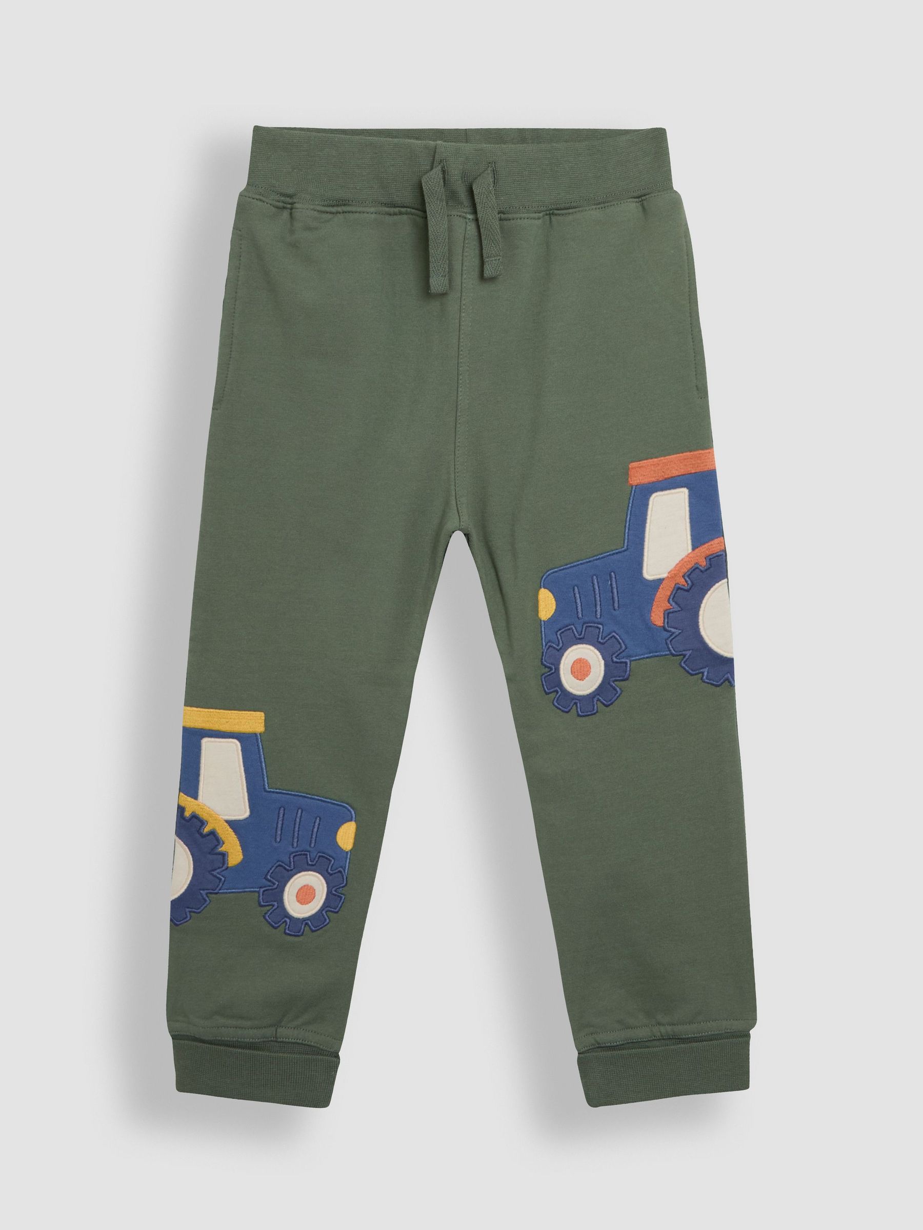 Khaki Green Tractor Fitted Appliqué Joggers (AU0604) | £19 - £22