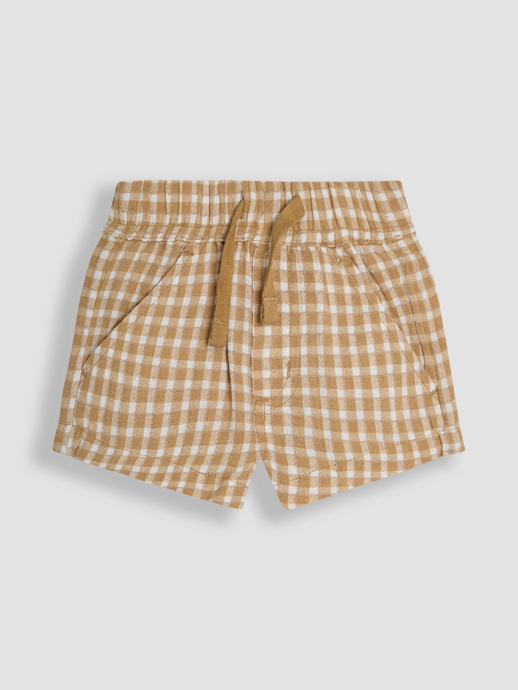 Muted Brown Check Textured Gingham Shorts (AU0619) | £18 - £21