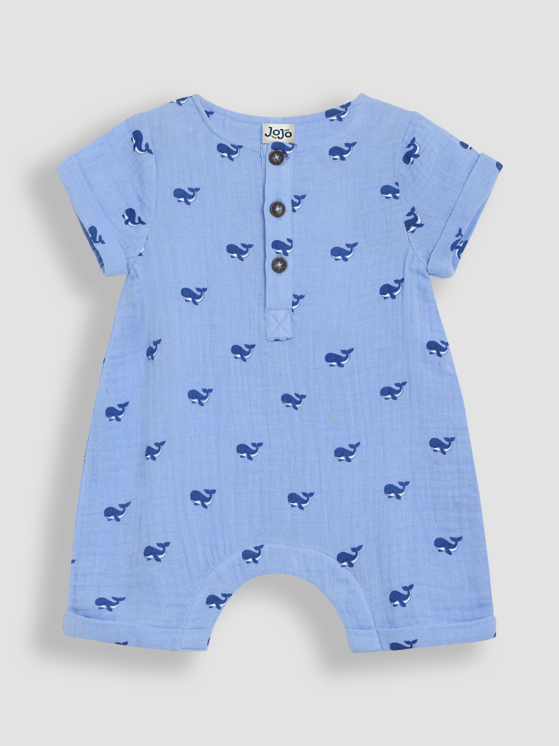 Blue Whale Cheesecloth Button Front Romper (AU0635) | £23 - £24