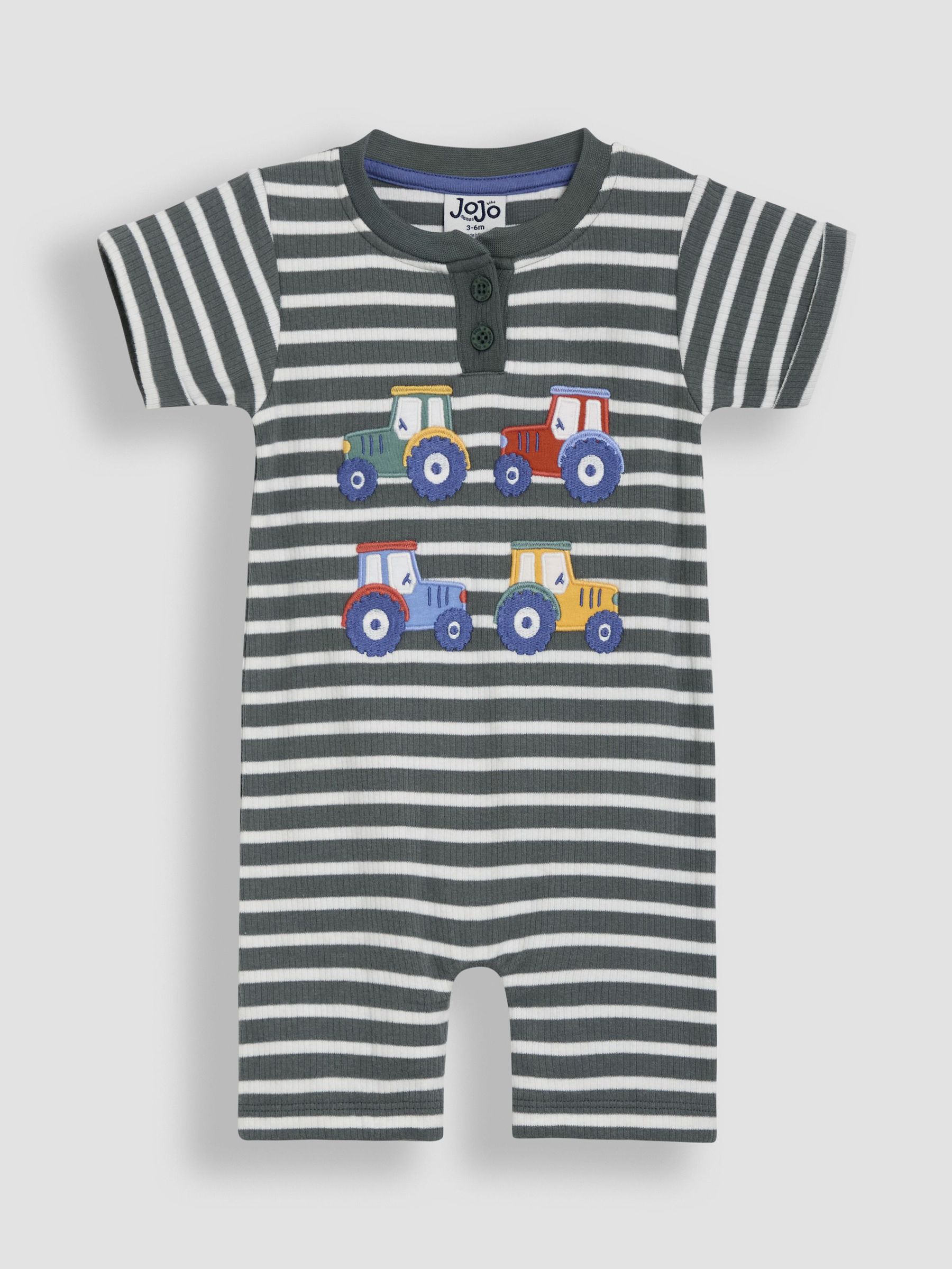 Khaki Green Tractor Dino Scene Romper (AU0641) | £20 - £21