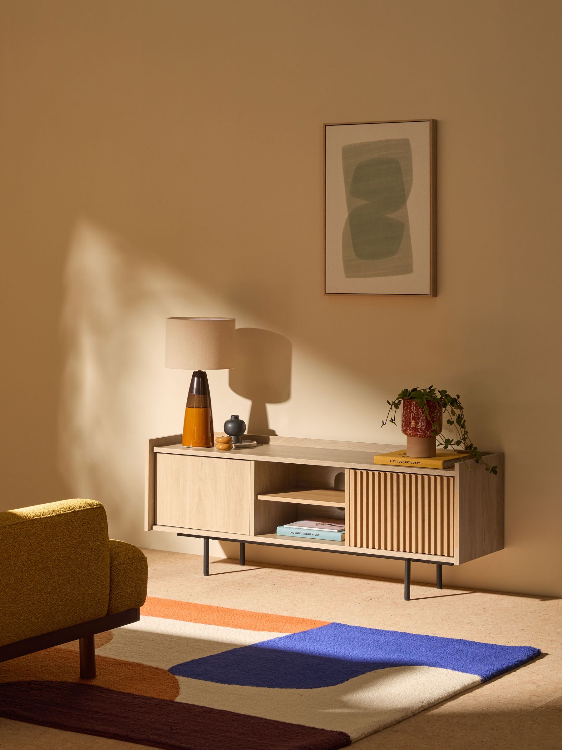 Blaze Wide Up to 50 Inch TV Unit in Oak Effect (AU0673) | £299