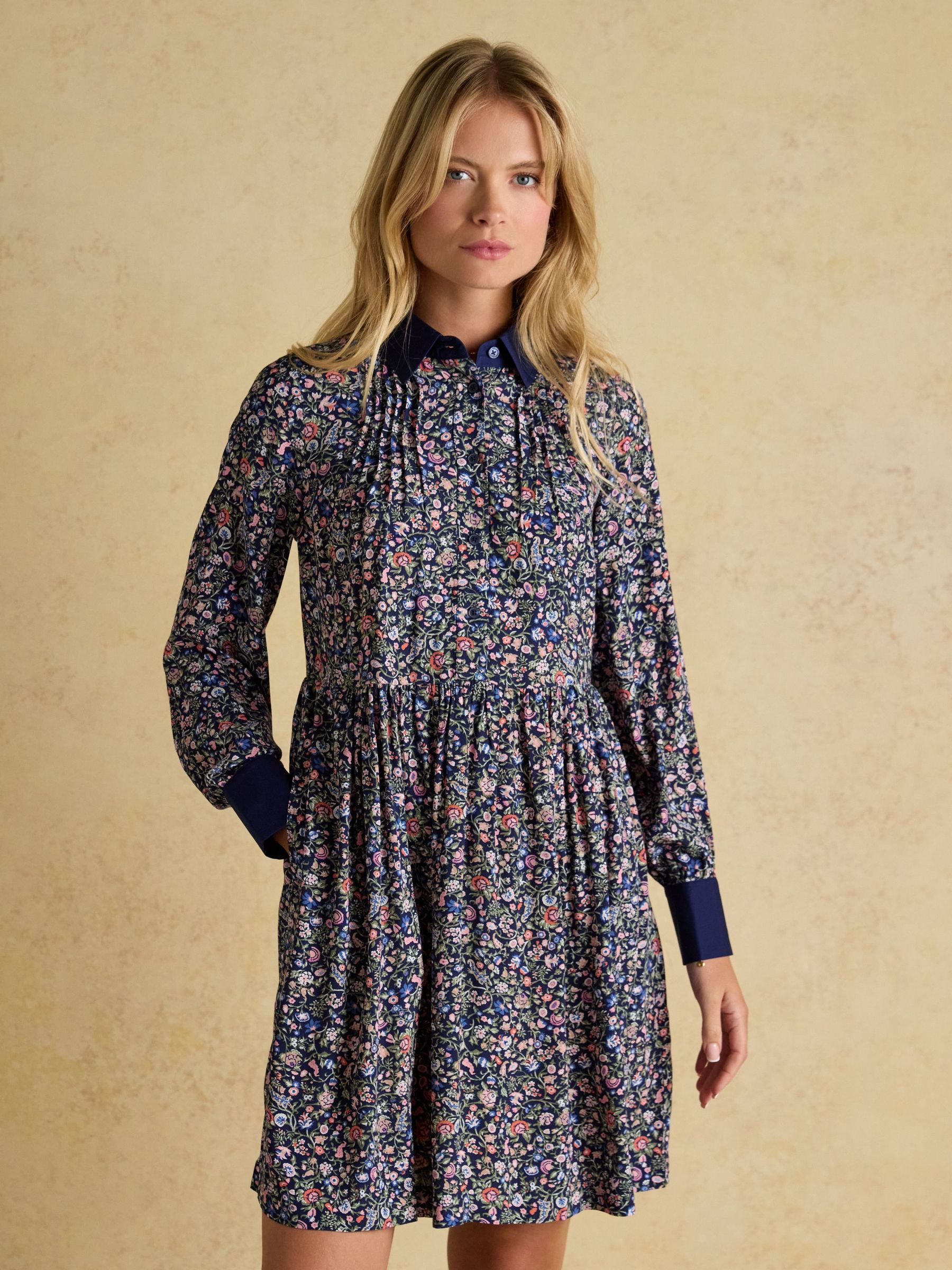 Eleanora Navy Ditsy Shirt Dress (AU1207) | £69